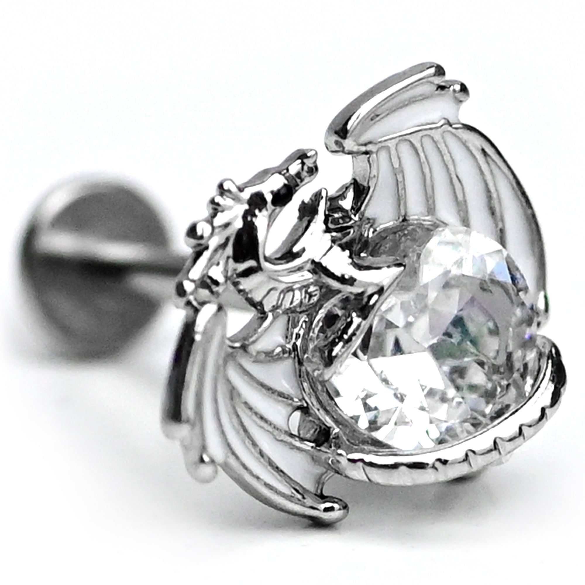 16G 5/16 Clear Gem Heart of Dragon Labret Monroe Tragus