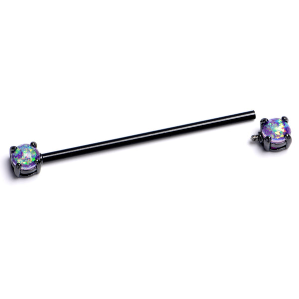 14 Gauge Purple Faux Opal Black Internally Threaded Industrial Barbell 38mm