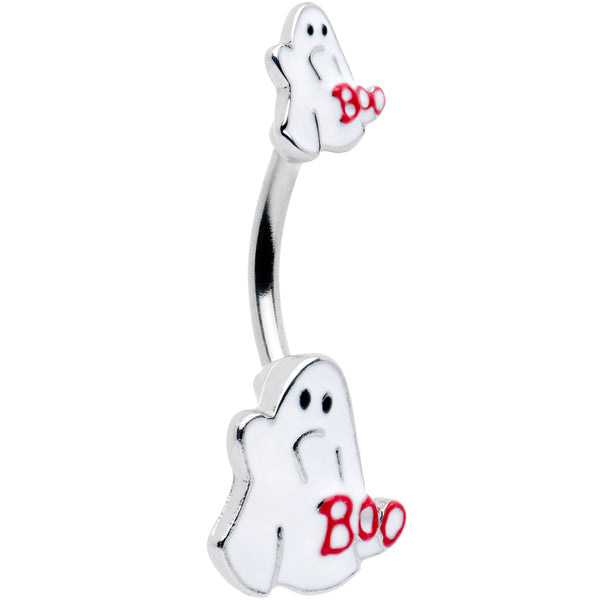 Boo Ghost White Red Halloween Double Mount Belly Ring