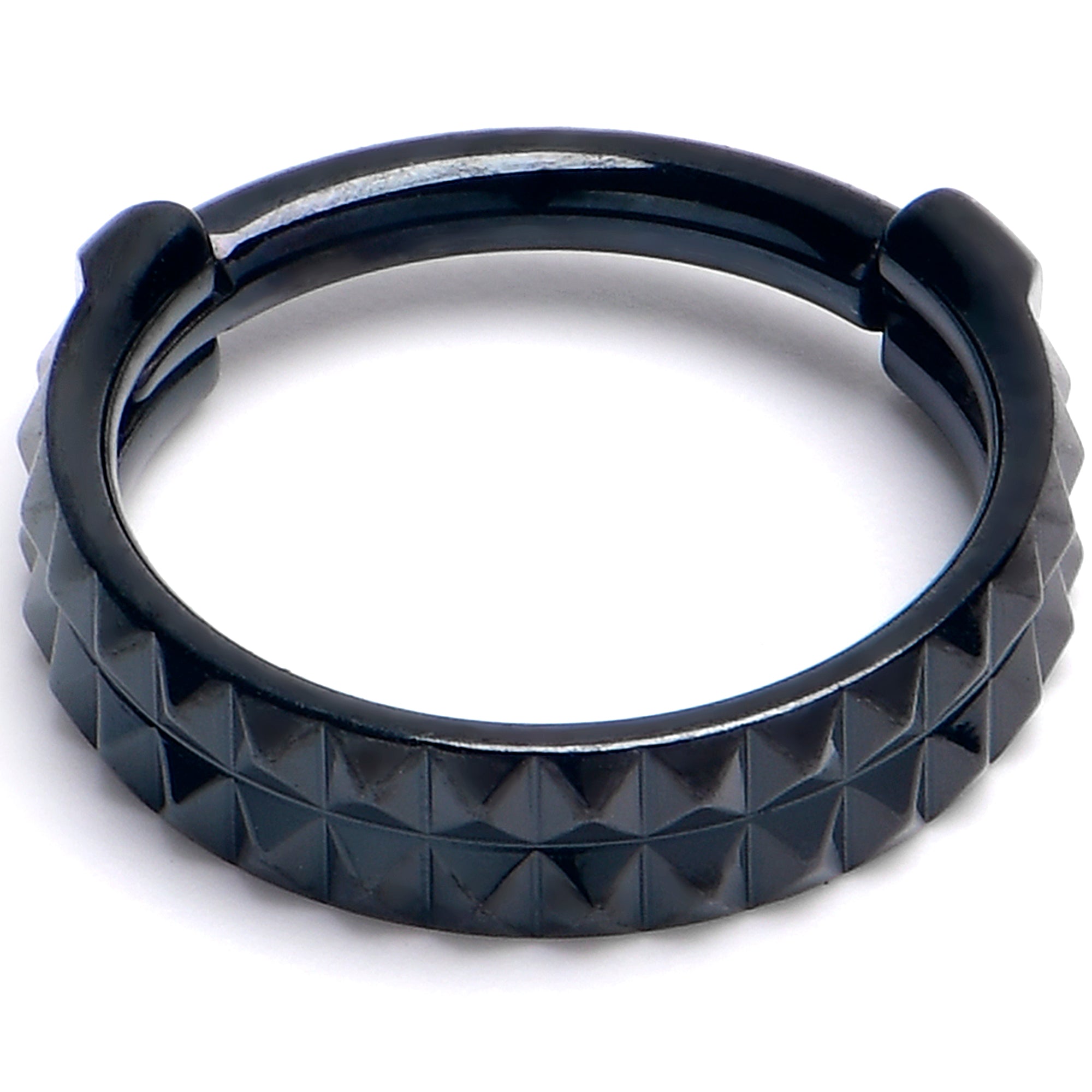 16G 5/16 BlackPVD Pyramid Cut Double Hoop 316L Surgical Steel Hinged Segment Ring