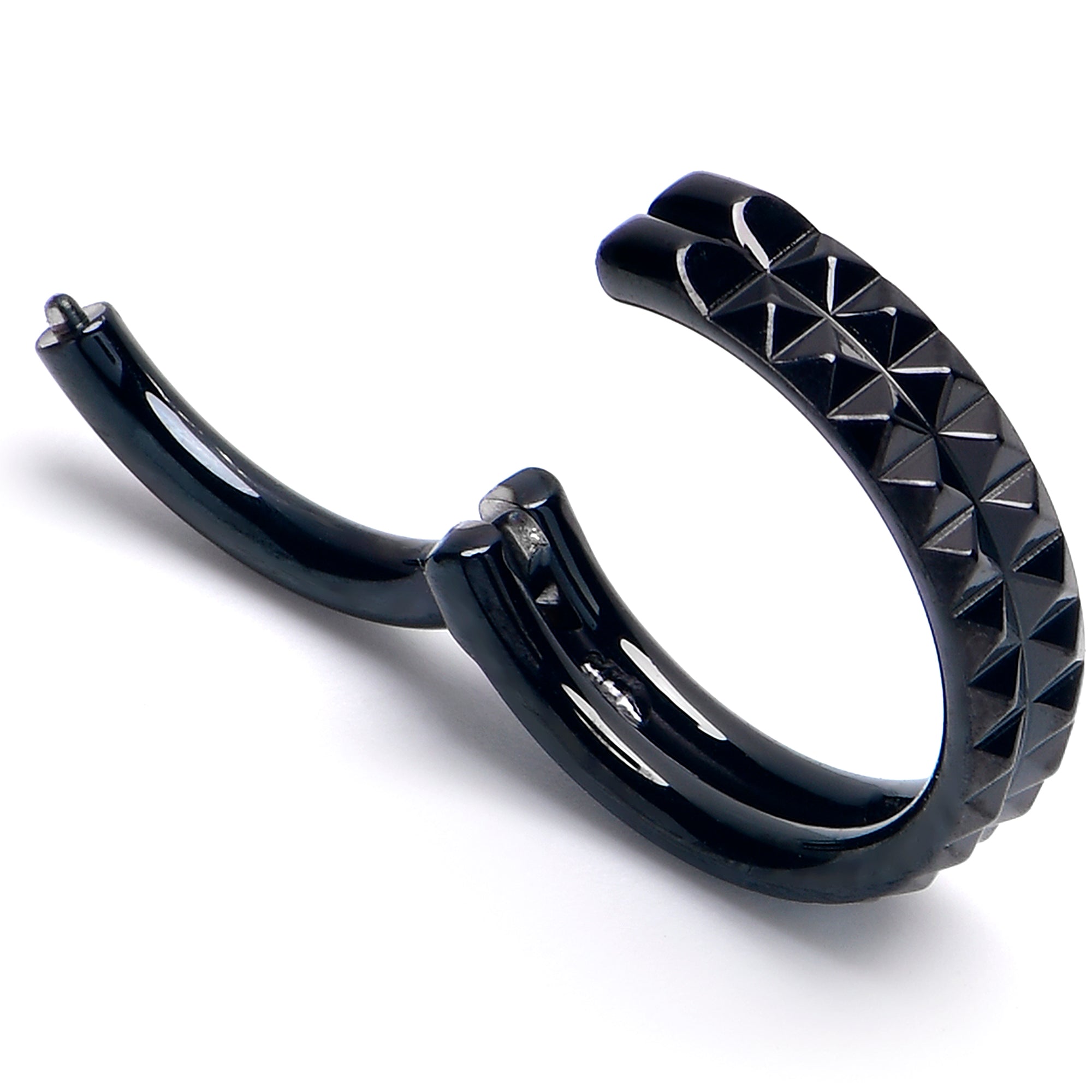 16G 5/16 BlackPVD Pyramid Cut Double Hoop 316L Surgical Steel Hinged Segment Ring