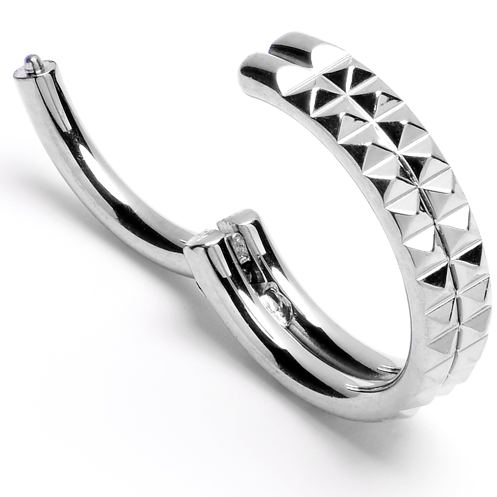 16G 5/16 Pyramid Cut Double Hoop 316L Surgical Steel Hinged Segment Ring