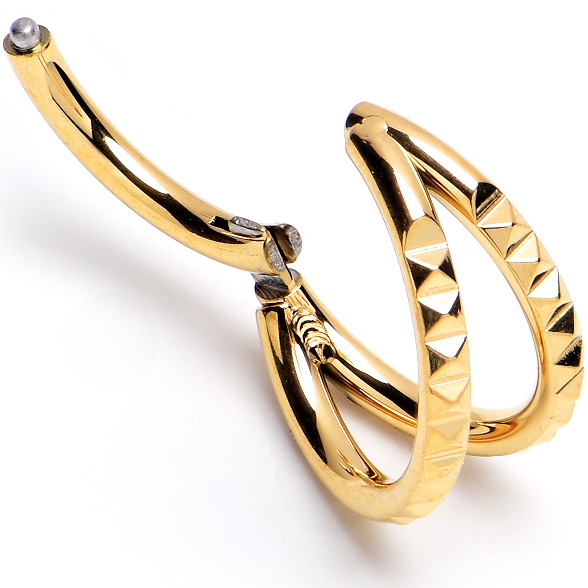 16G 5/16" Gold PVD Double Spike Precision Hinged Segment Ring