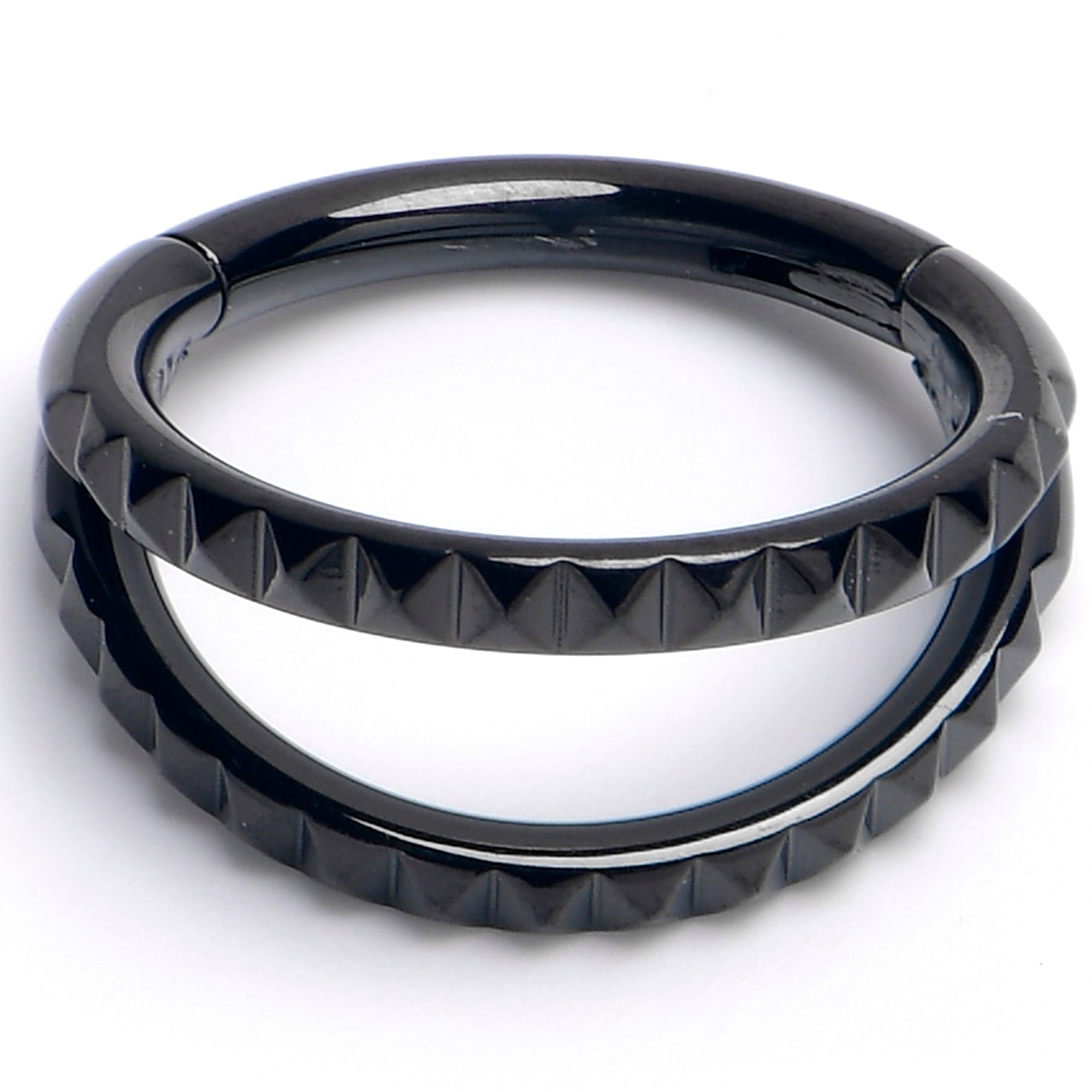 16 Gauge 5/16" Black PVD Double Spike Precision Hinged Segment Ring