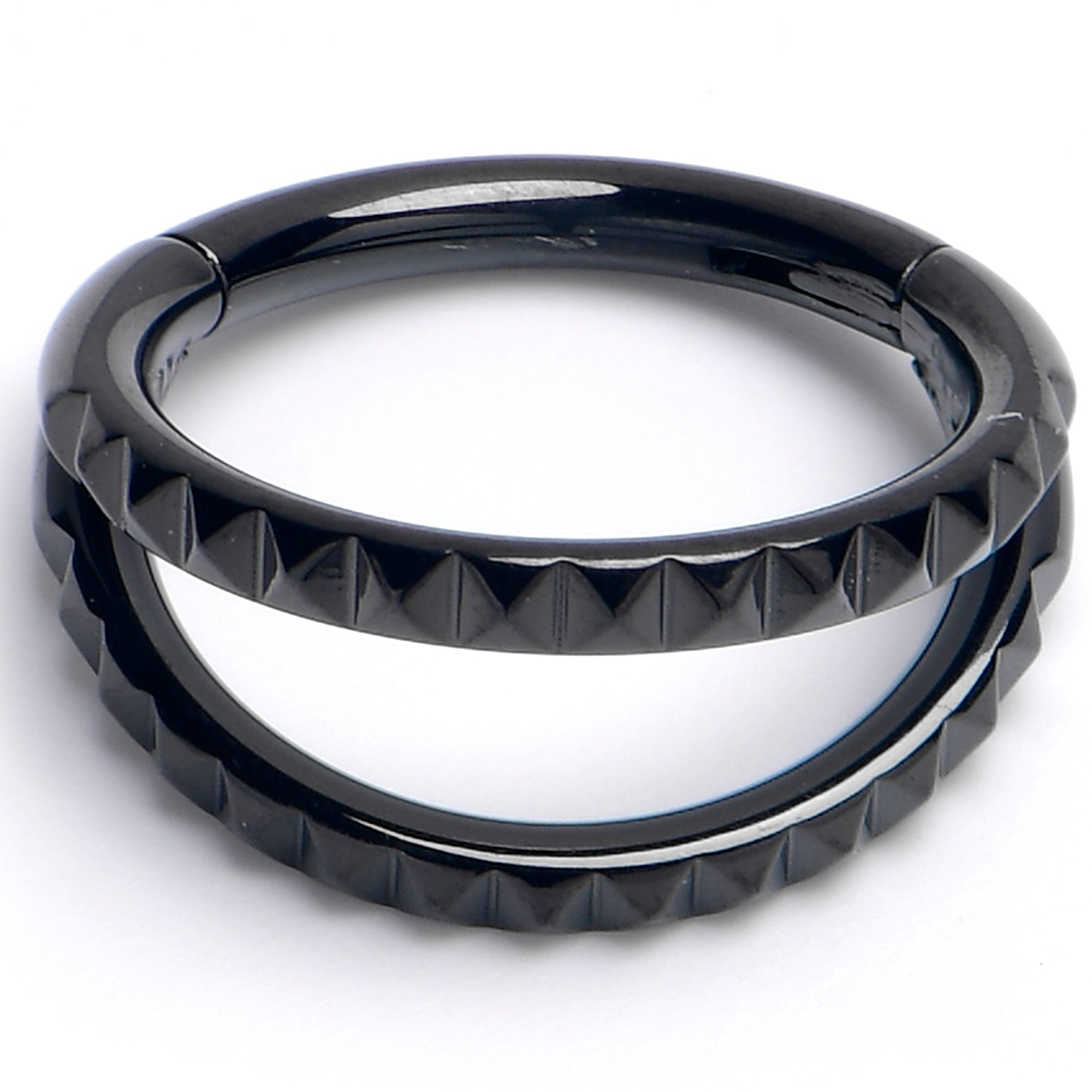 16G 5/16" Black PVD Double Spike Precision Hinged Segment Ring