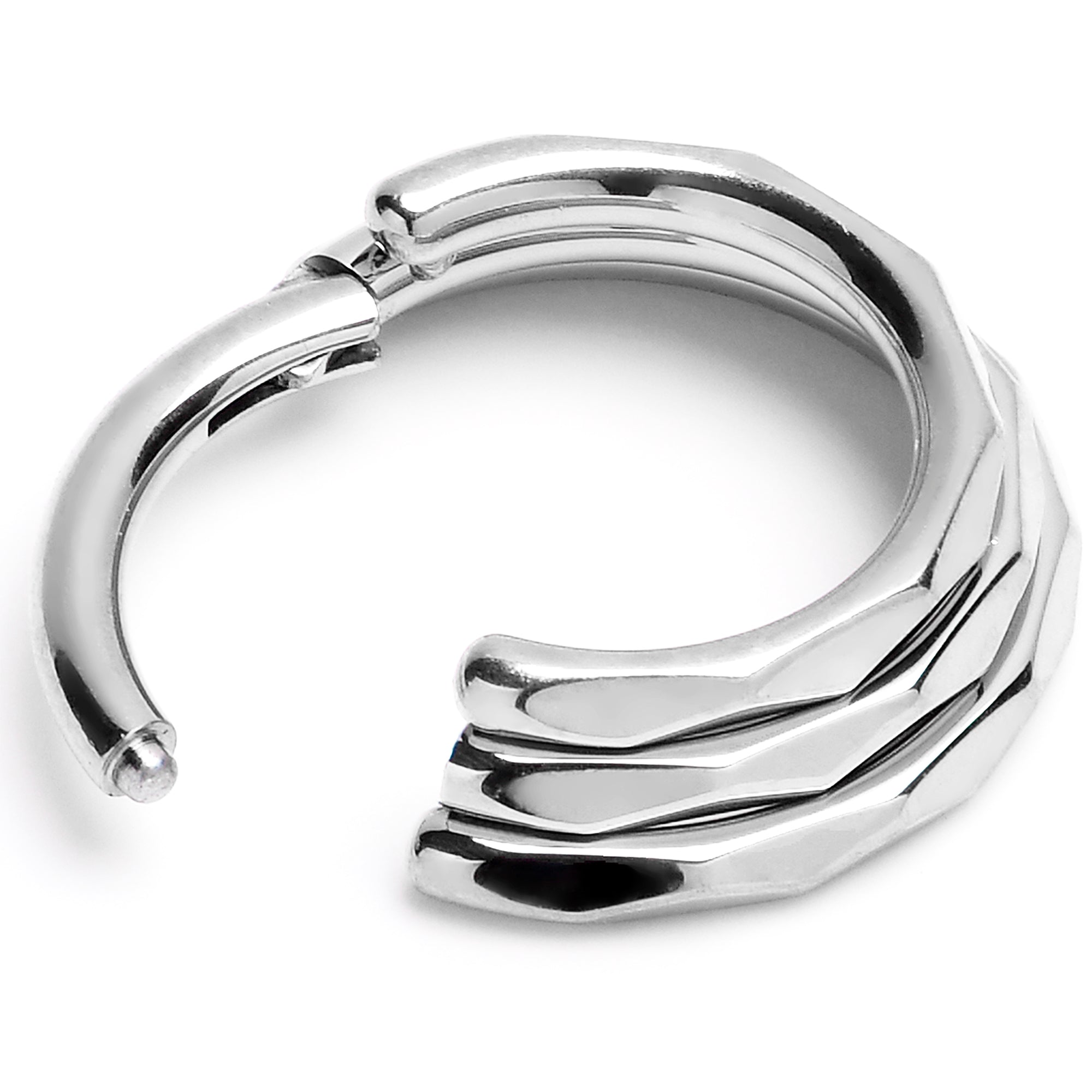 16G 5/16 Faceted Triple Stack Hoop Titanium Hinged Segment Ring
