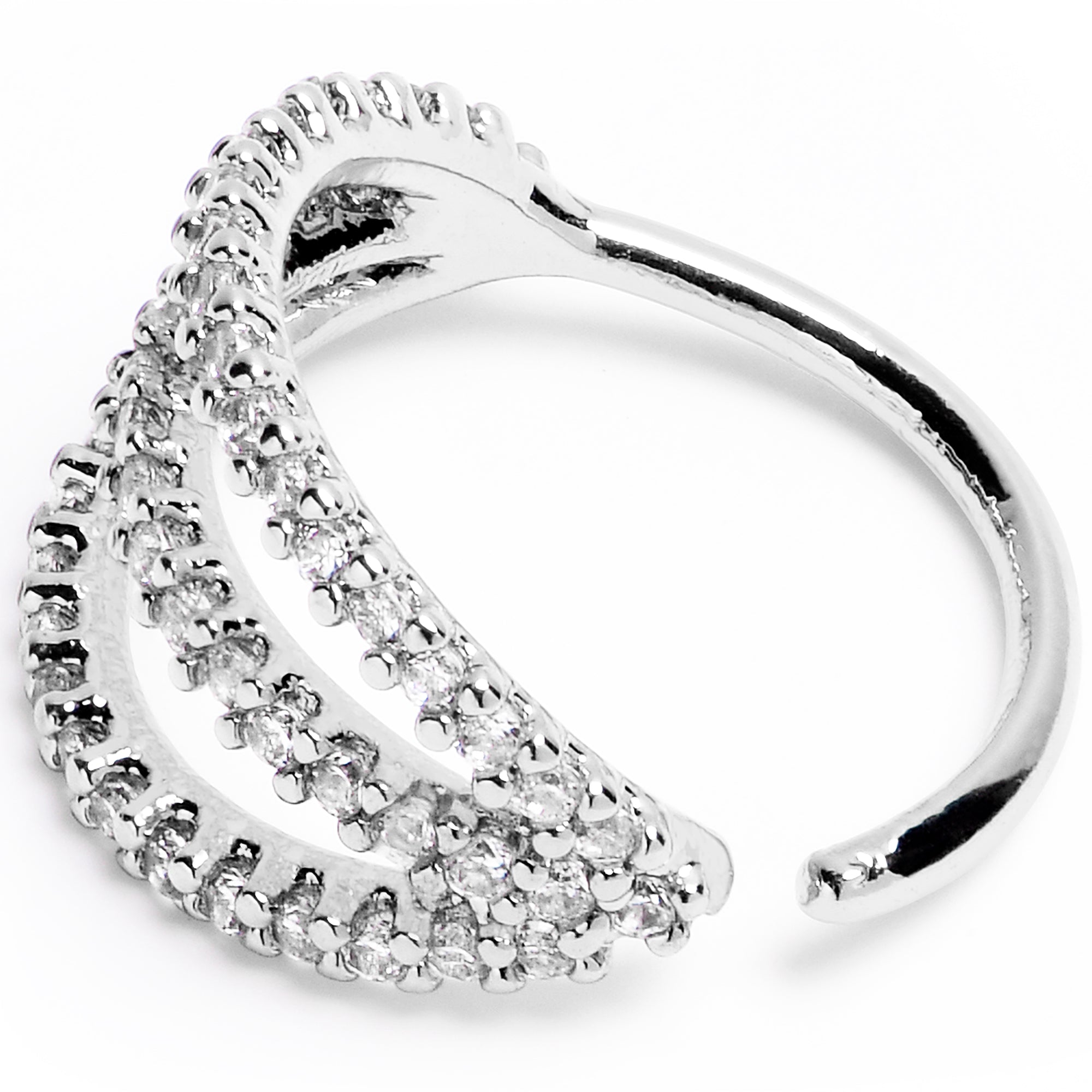 20G 3/8 Clear CZ Gem Faux Triple Hoop Nose Hoop