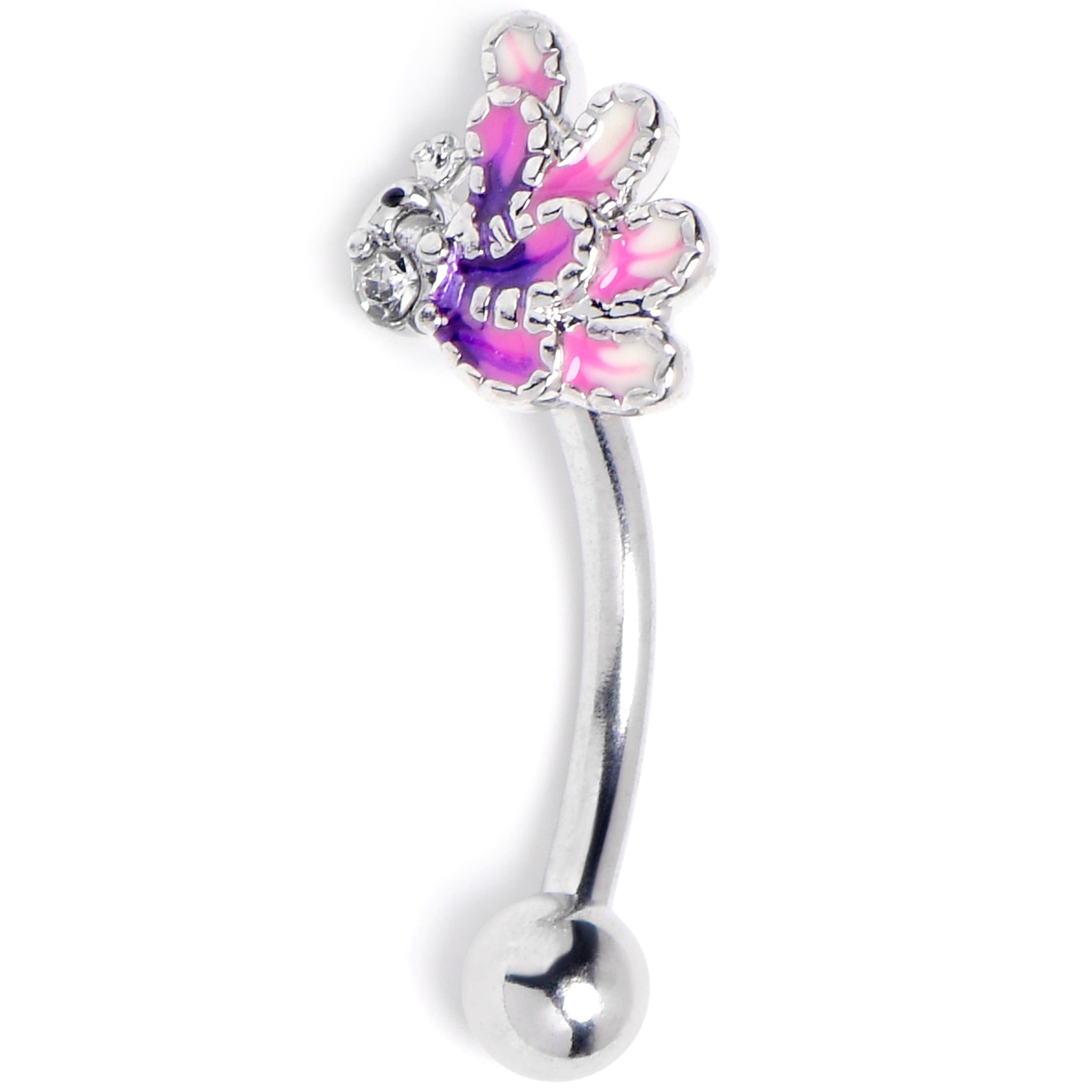 16G 5/16 Peacock Purple Curved Eyebrow Ring