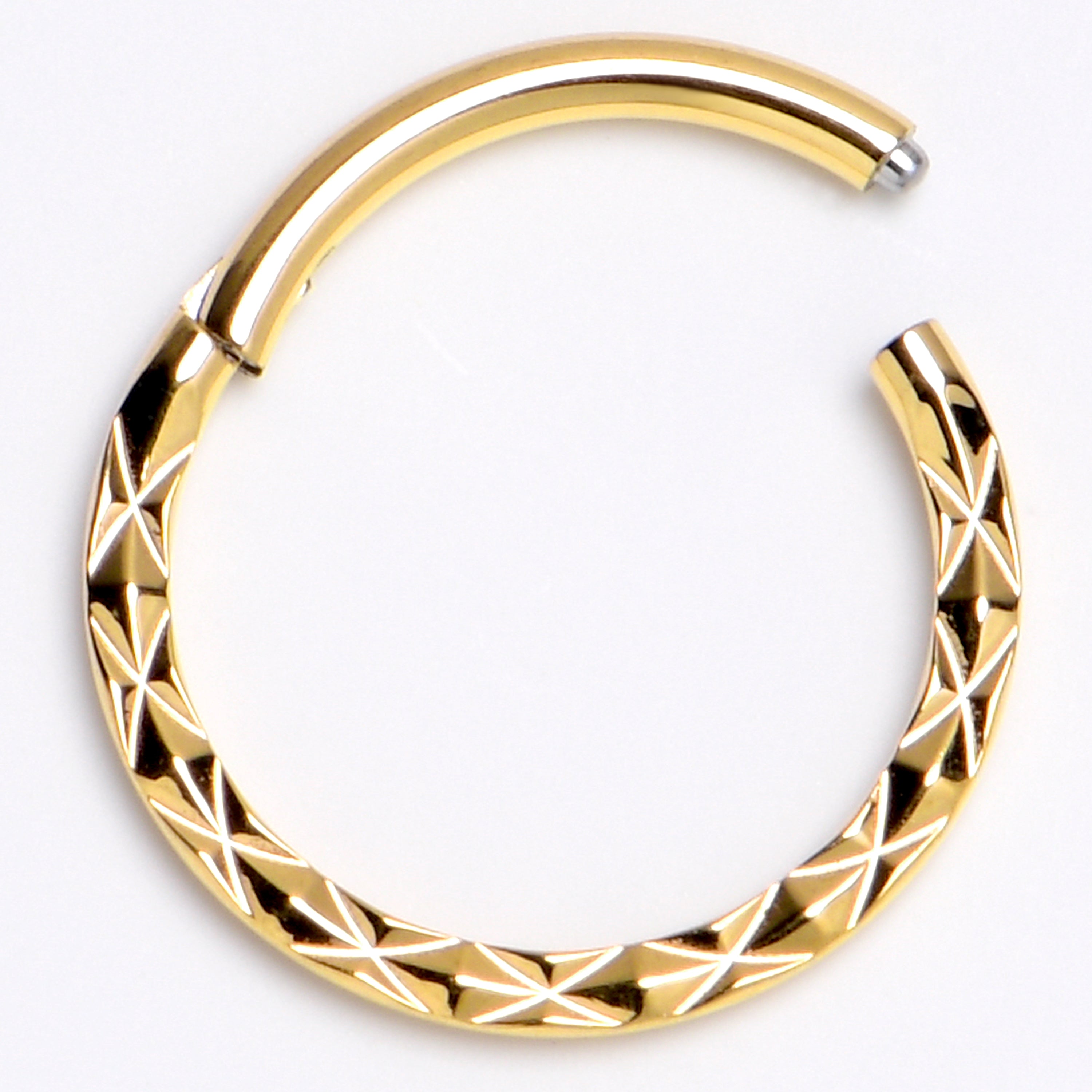 16G 3/8 Gold Tone Ultra Modern Precision Hinge Segment Ring