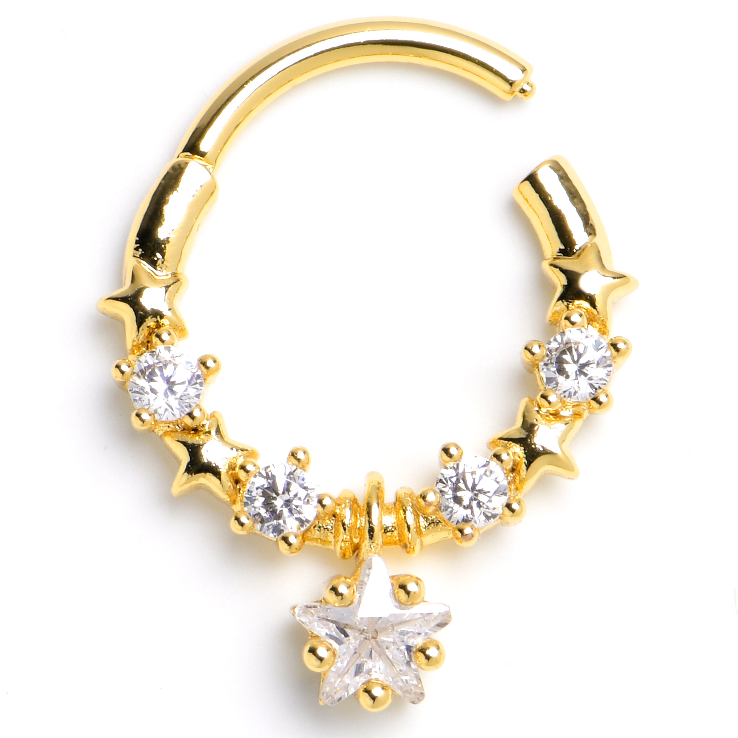 16G 3/8 Front Facing CZ Star Precision Hinge Segment Ring