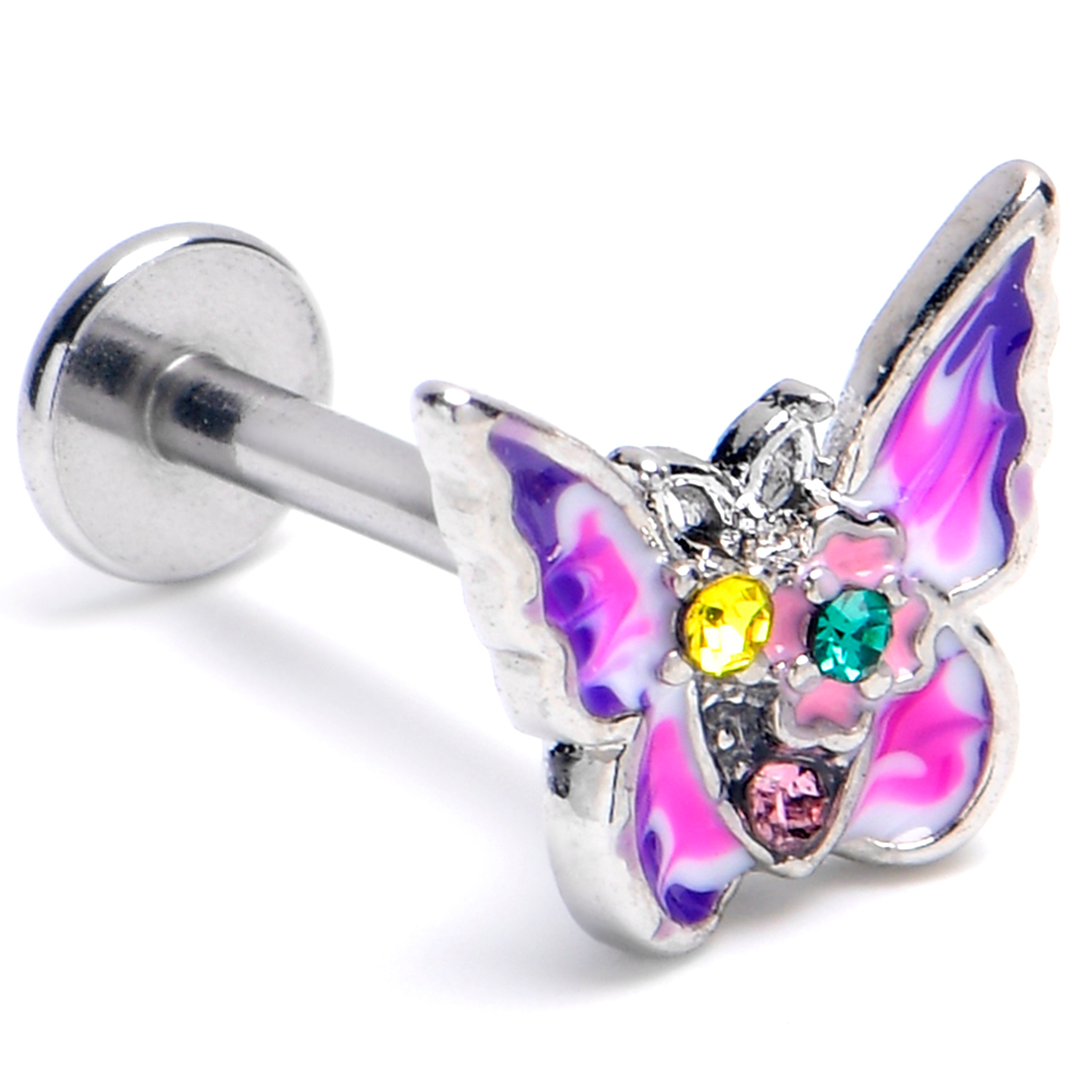 16G 5/16 Green Yellow Gem Exotic Butterfly Labret Monroe Tragus