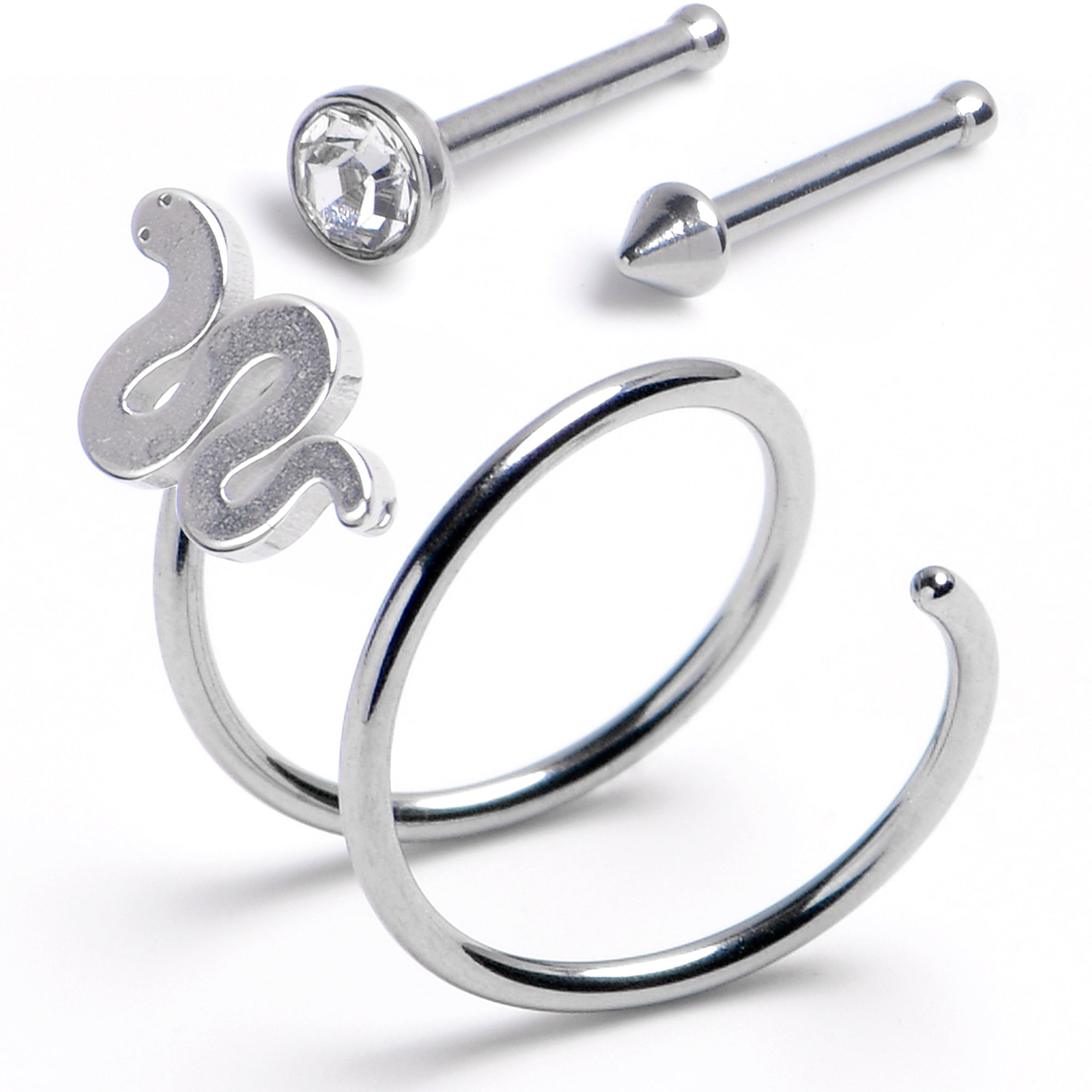 20G Nose Bone Snake Twister Double Nose Hoop Ring 3 Pack