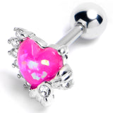 16 Gauge 1/4 Pink Faux Opal Sunny Heart Cartilage Tragus Earring