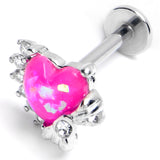 16 Gauge 5/16 Pink Faux Opal Sunny Heart Labret Monroe Tragus