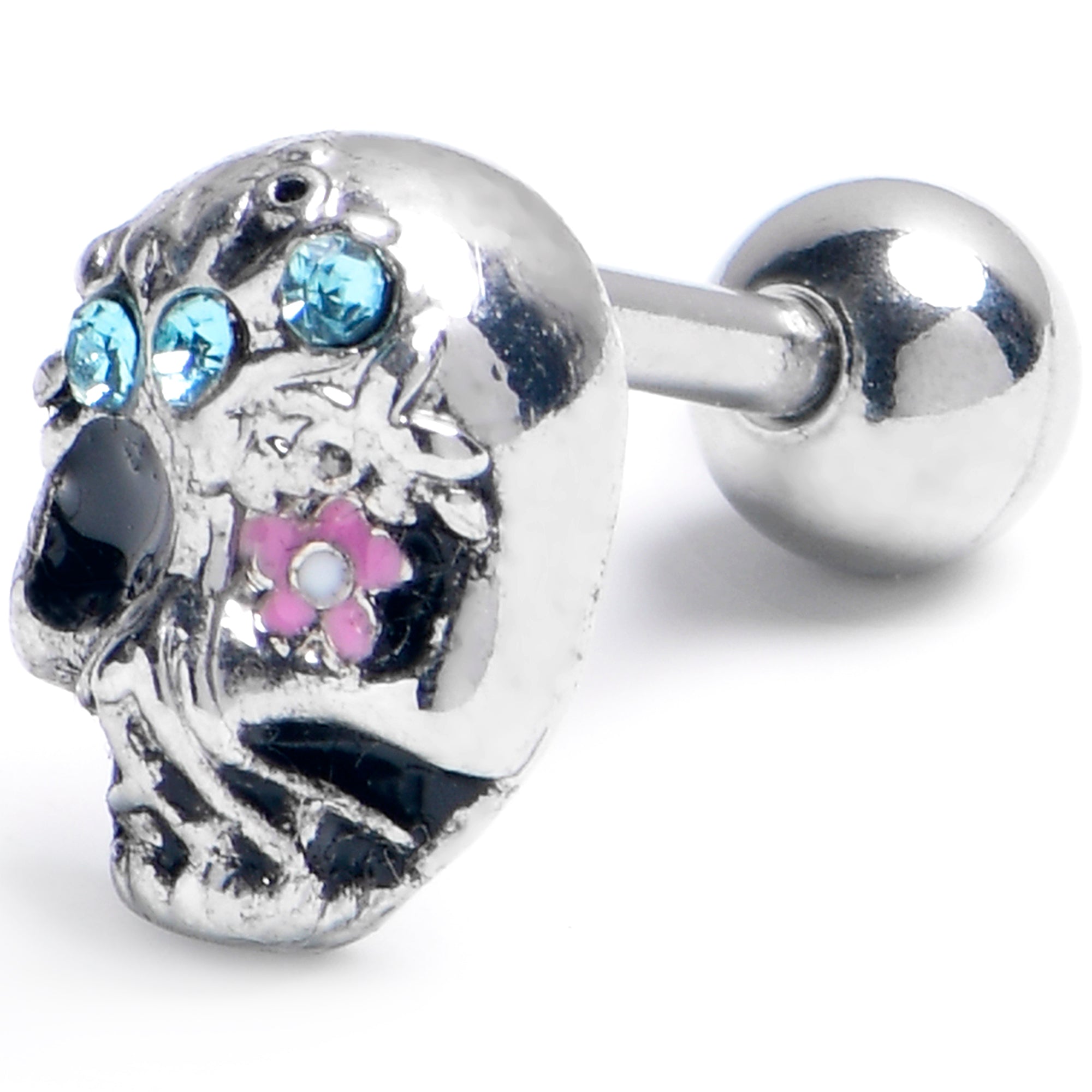 16G 1/4 Blue Gem Stylish Skull Halloween Cartilage Tragus Earring