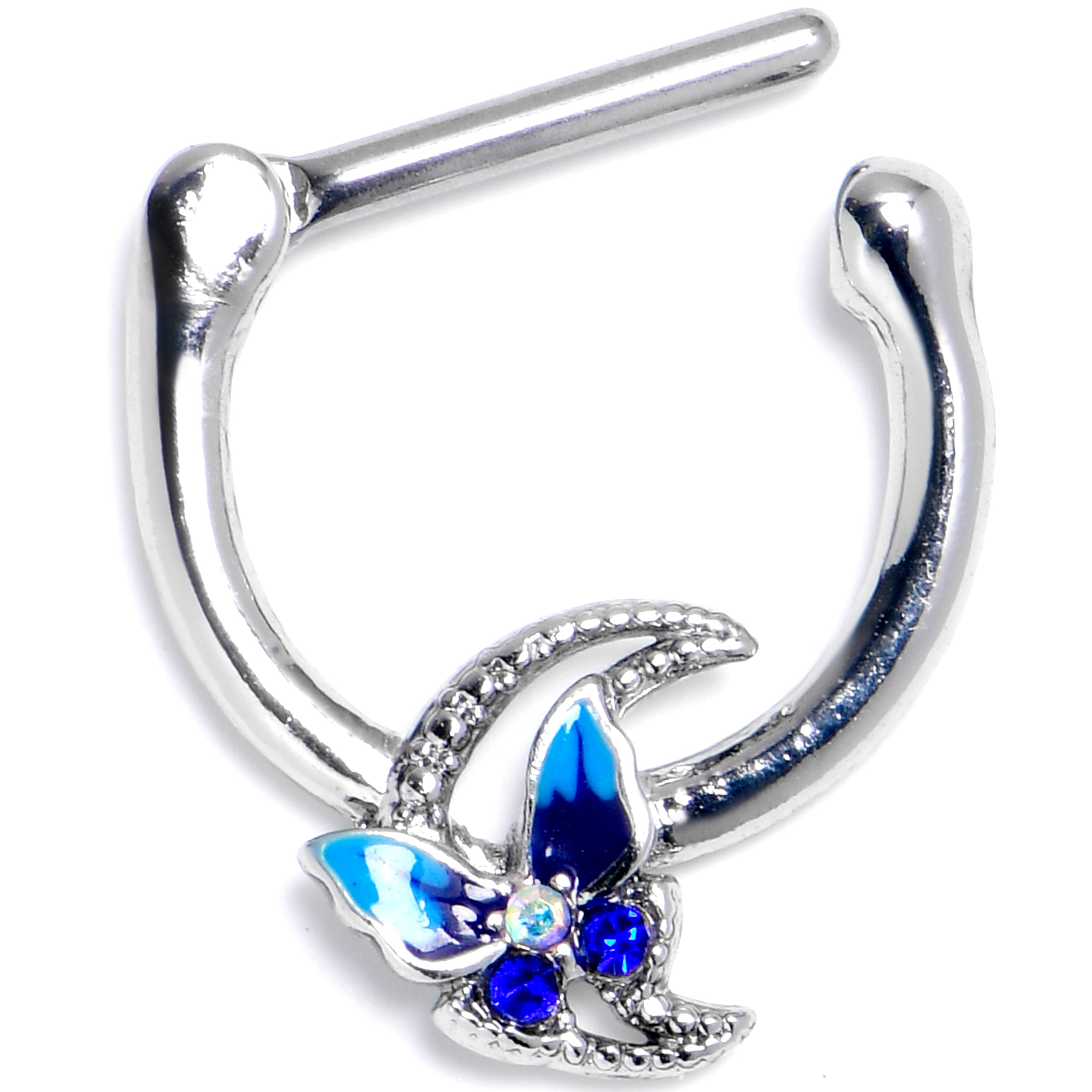 16G 5/16 Aurora Gem Butterfly Blue Beauty Cartilage Clicker