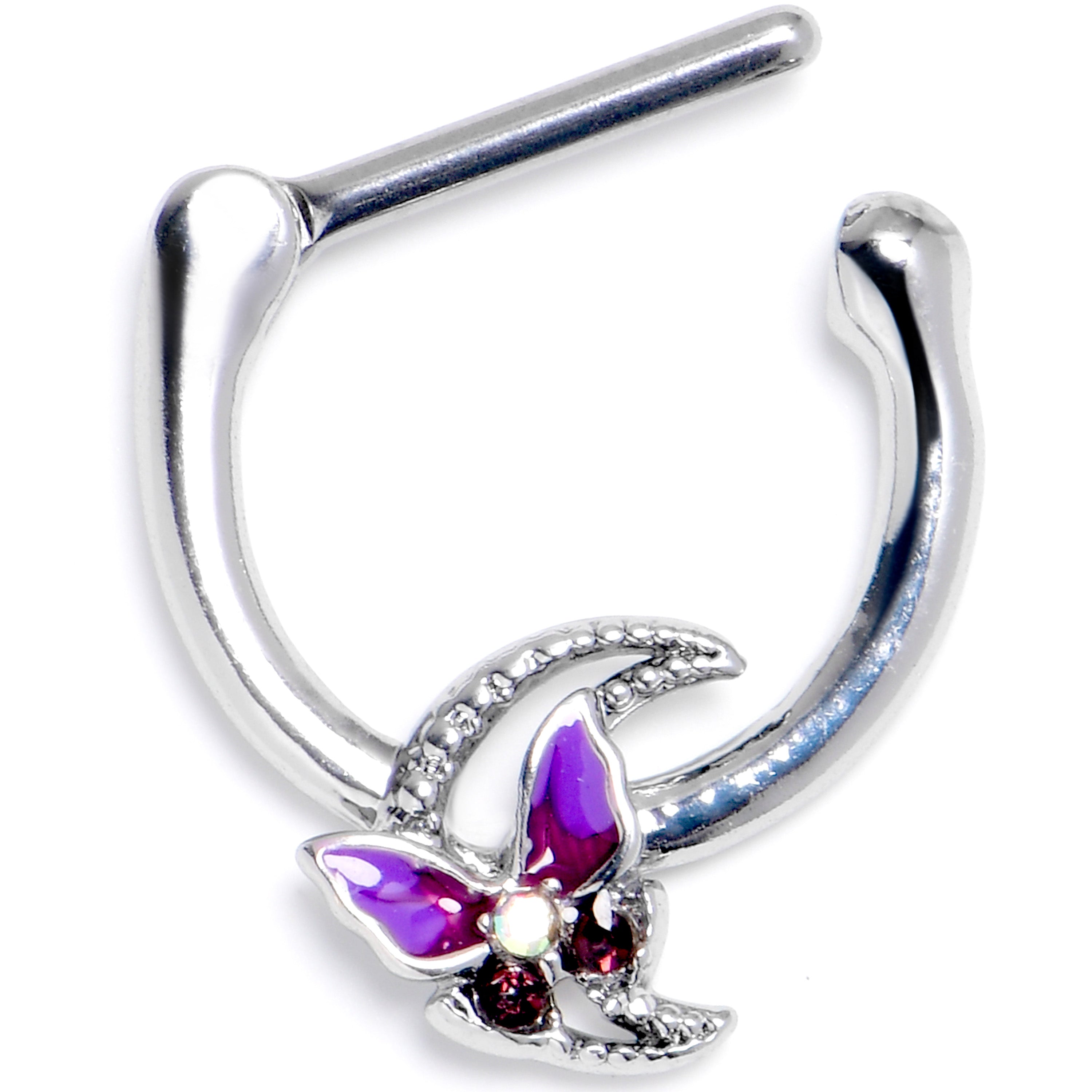 16G 5/16 Aurora Gem Butterfly Purple Beauty Cartilage Clicker