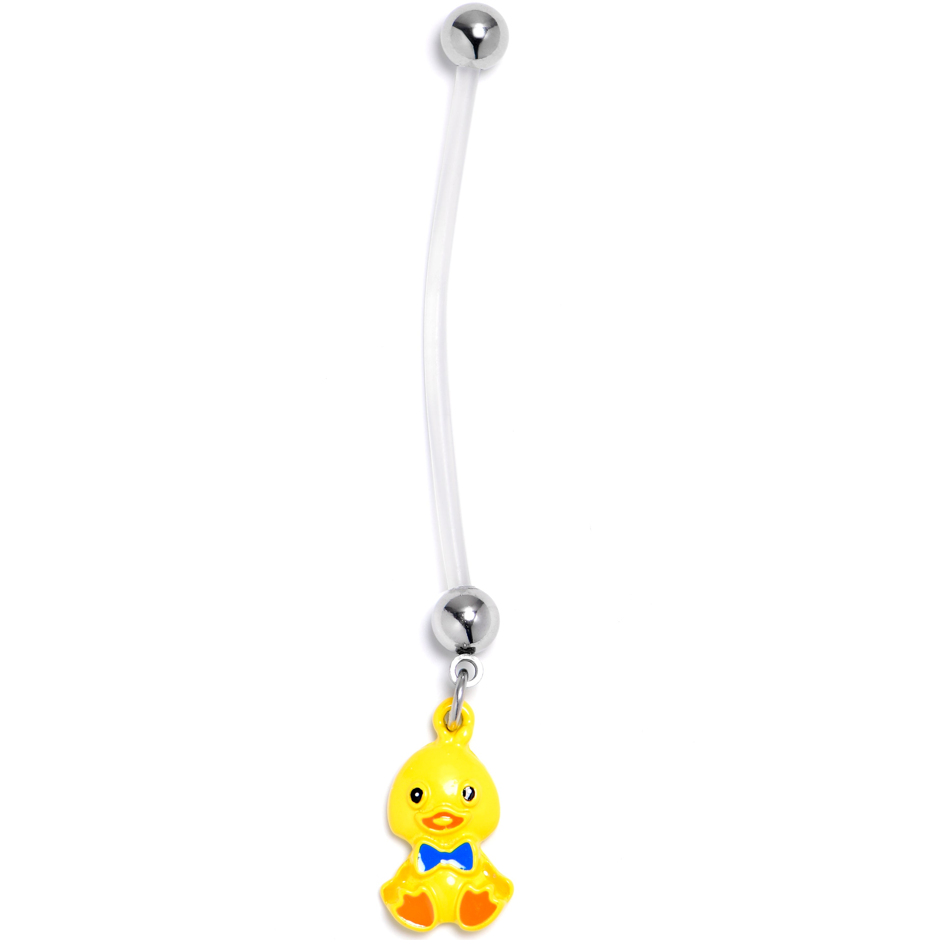 Yellow Duck Blue Bow Dangle PTFE Pregnancy Belly Ring