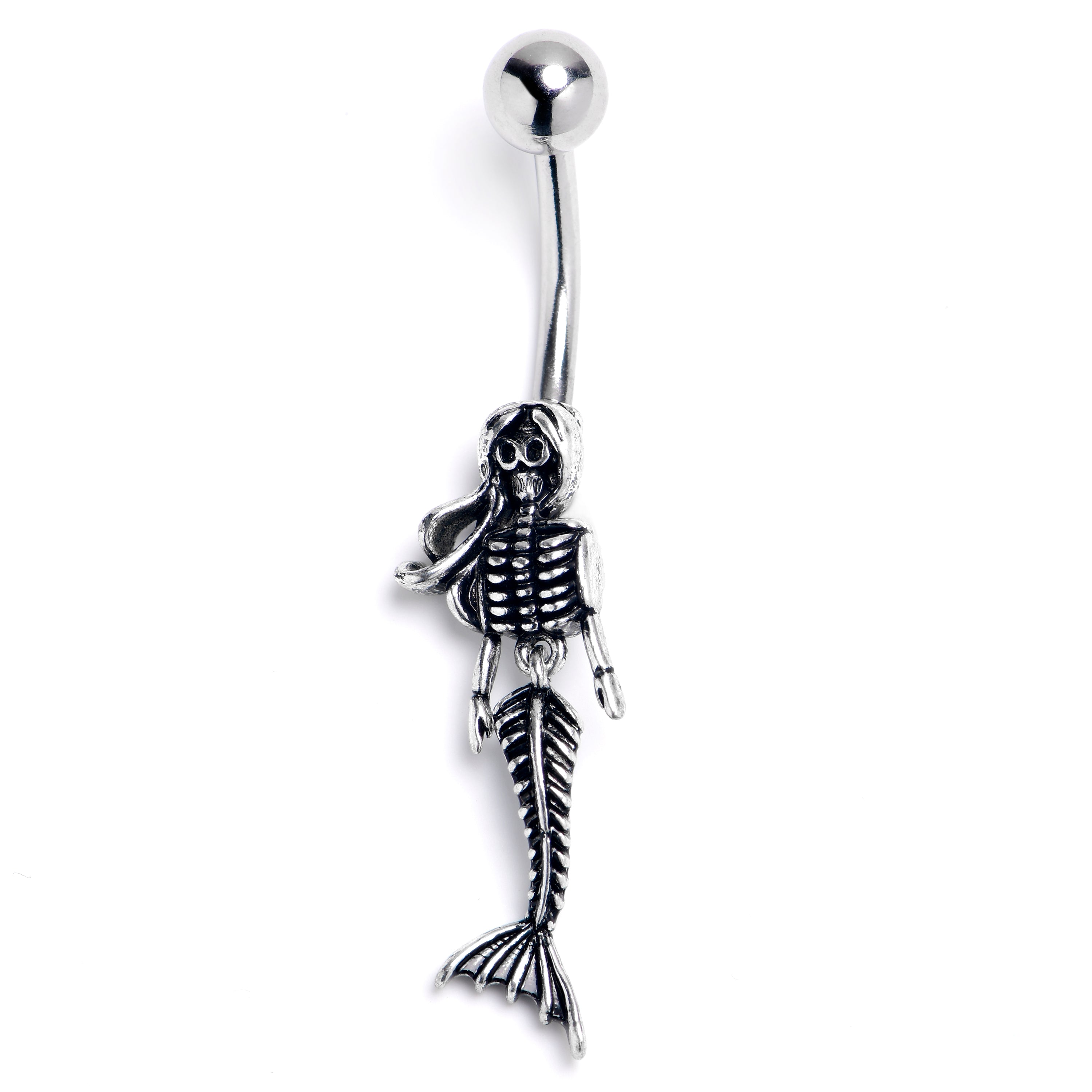 Skeleton Mermaid Dangle Belly Ring