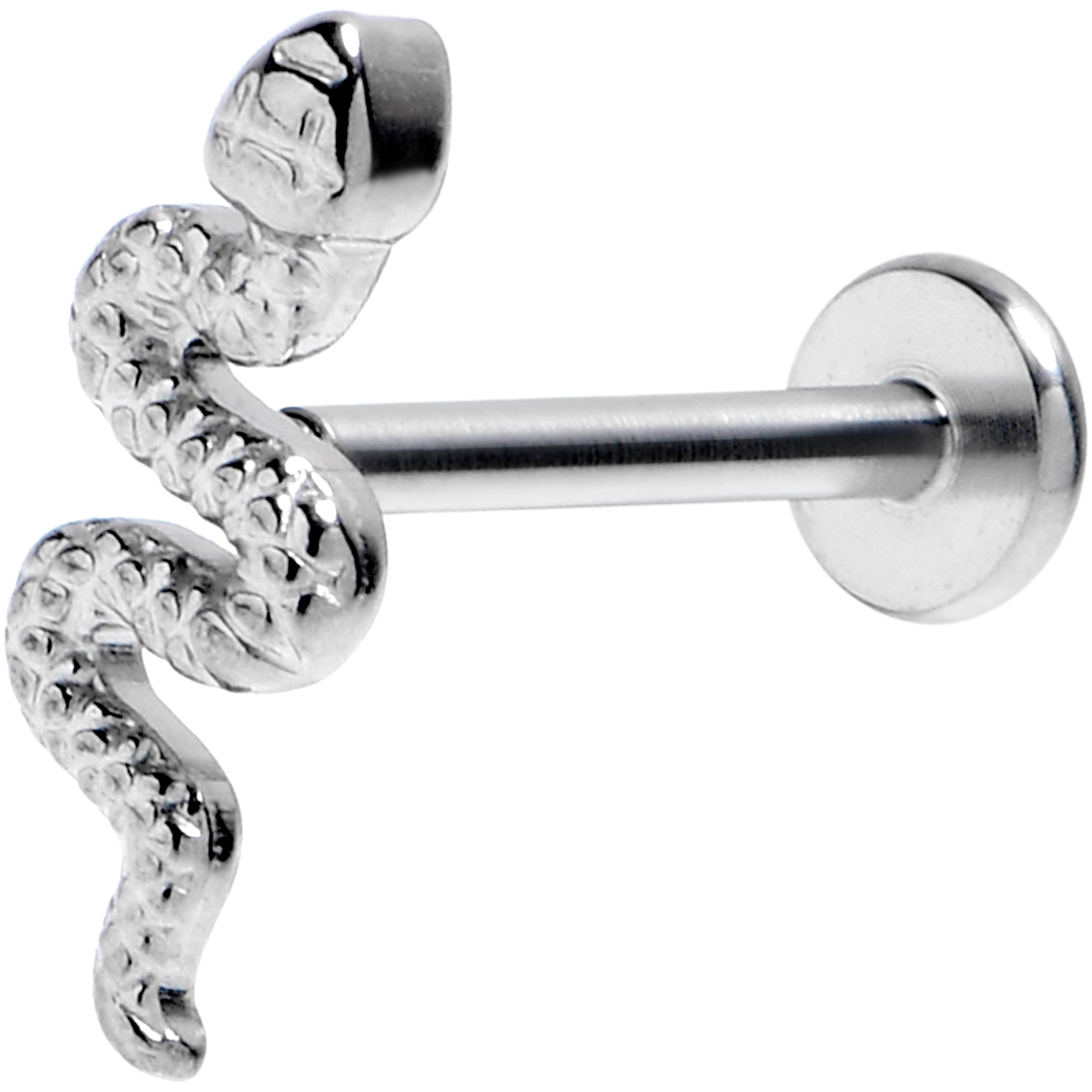 16G  3/8 Grade 23 Titanium Snake Threadless Push In Labret Tragus