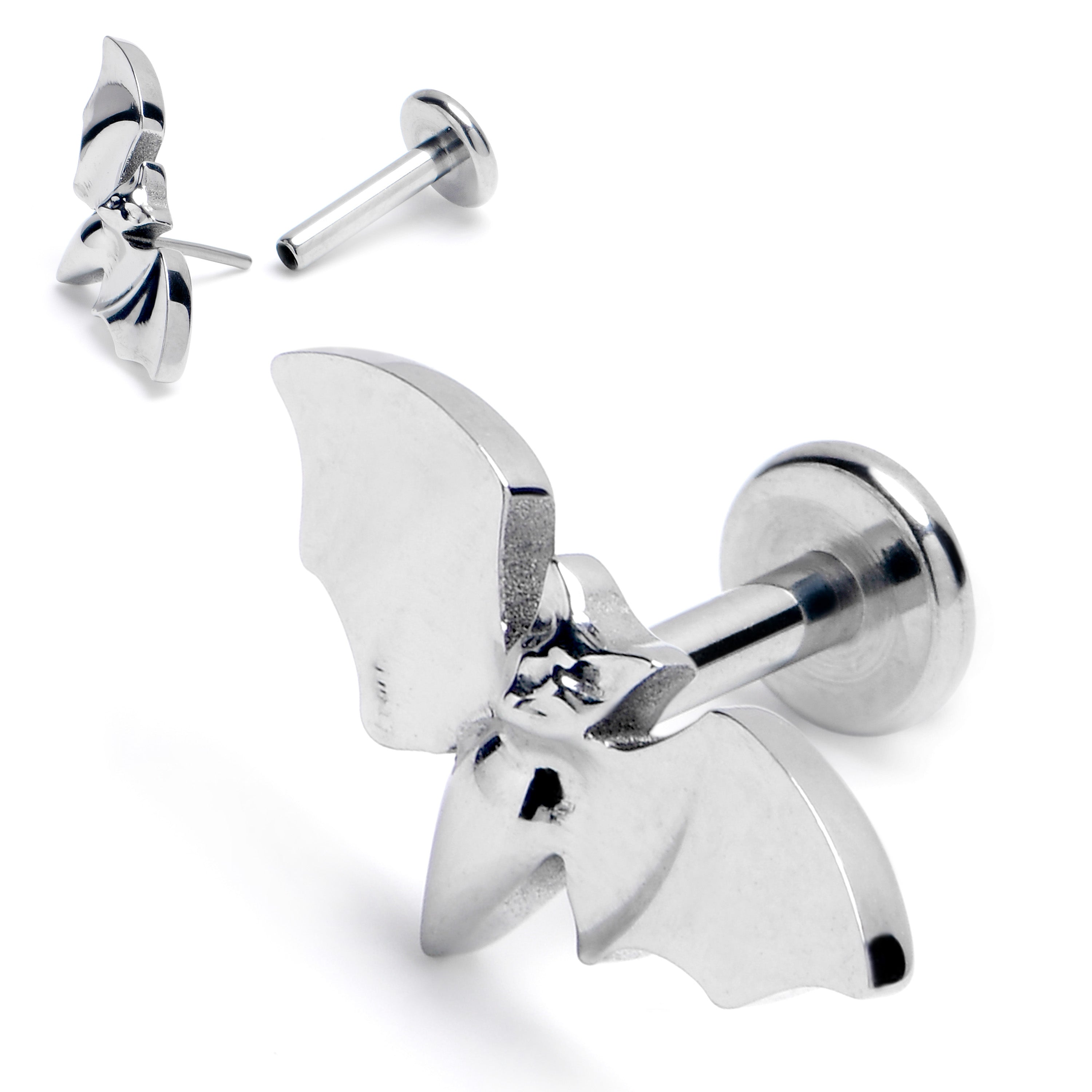 16G 1/4 G23 Titanium Bat Threadless Push In Labret Tragus