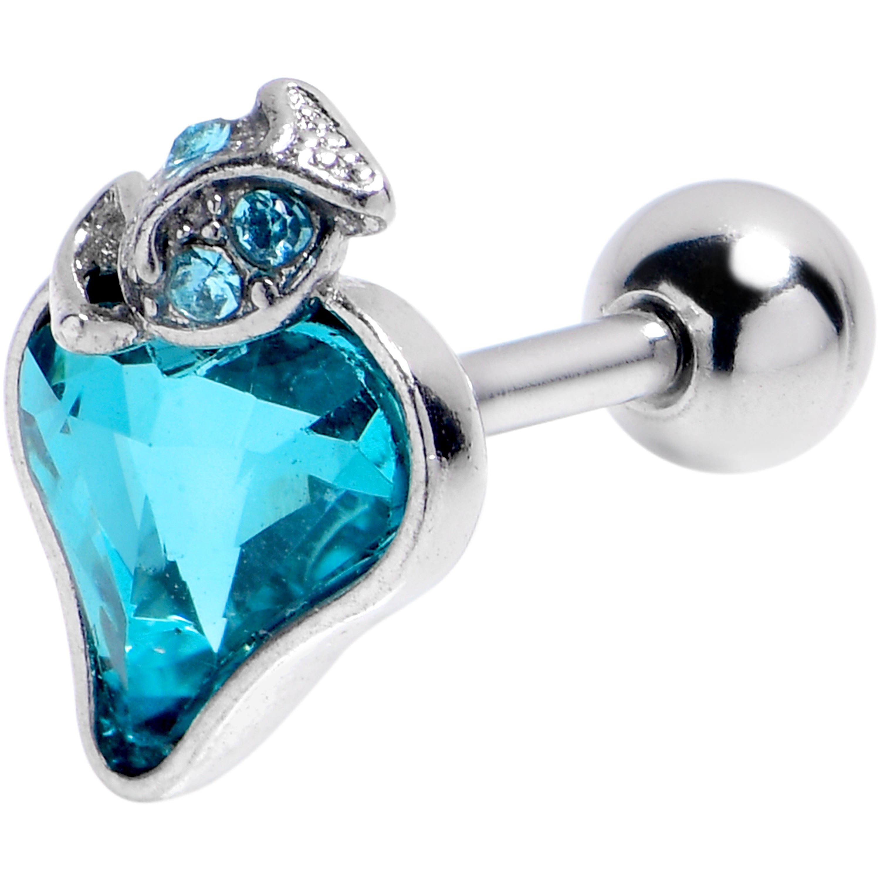 16G 1/4 Blue Gem Strawberry Love Cartilage Tragus Earring