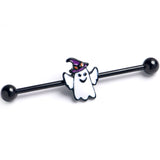 14 Gauge Black Witch Hat Ghost Industrial Barbell 38mm