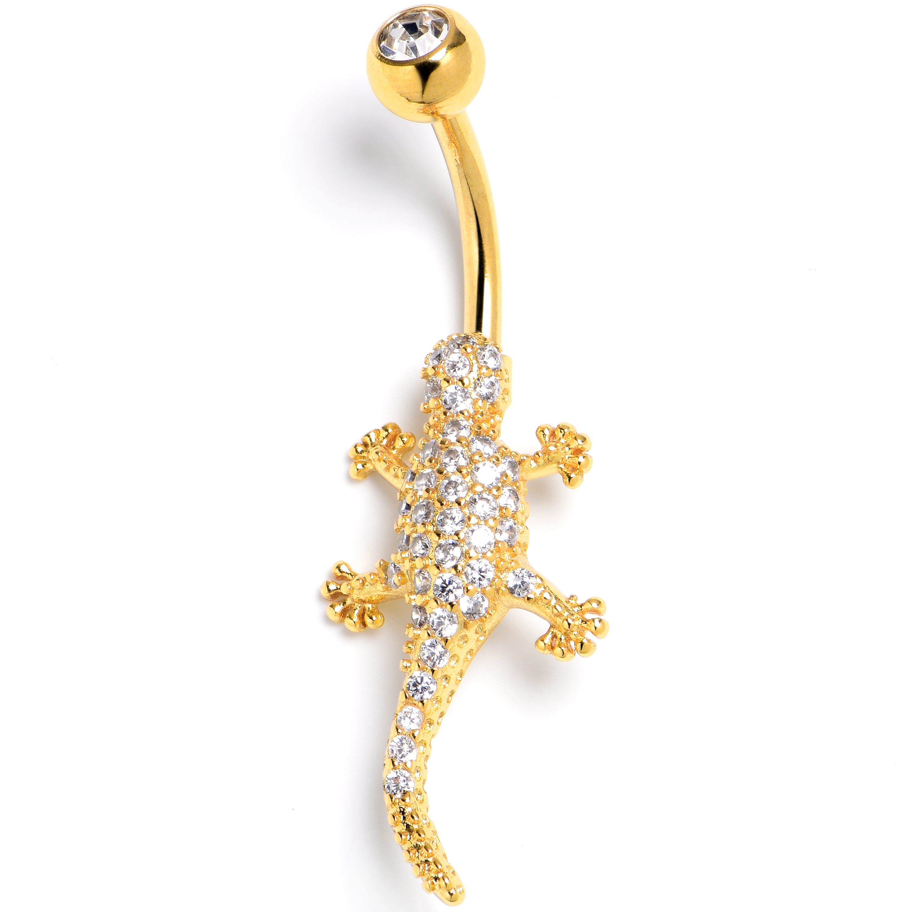 Clear CZ Gem Gold Tone Luxurious Lizard Belly Ring