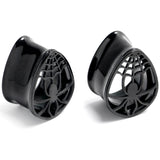 Black Spider Web Double Flare Teardrop Tunnel Plug Set Sizes 8mm to 16mm