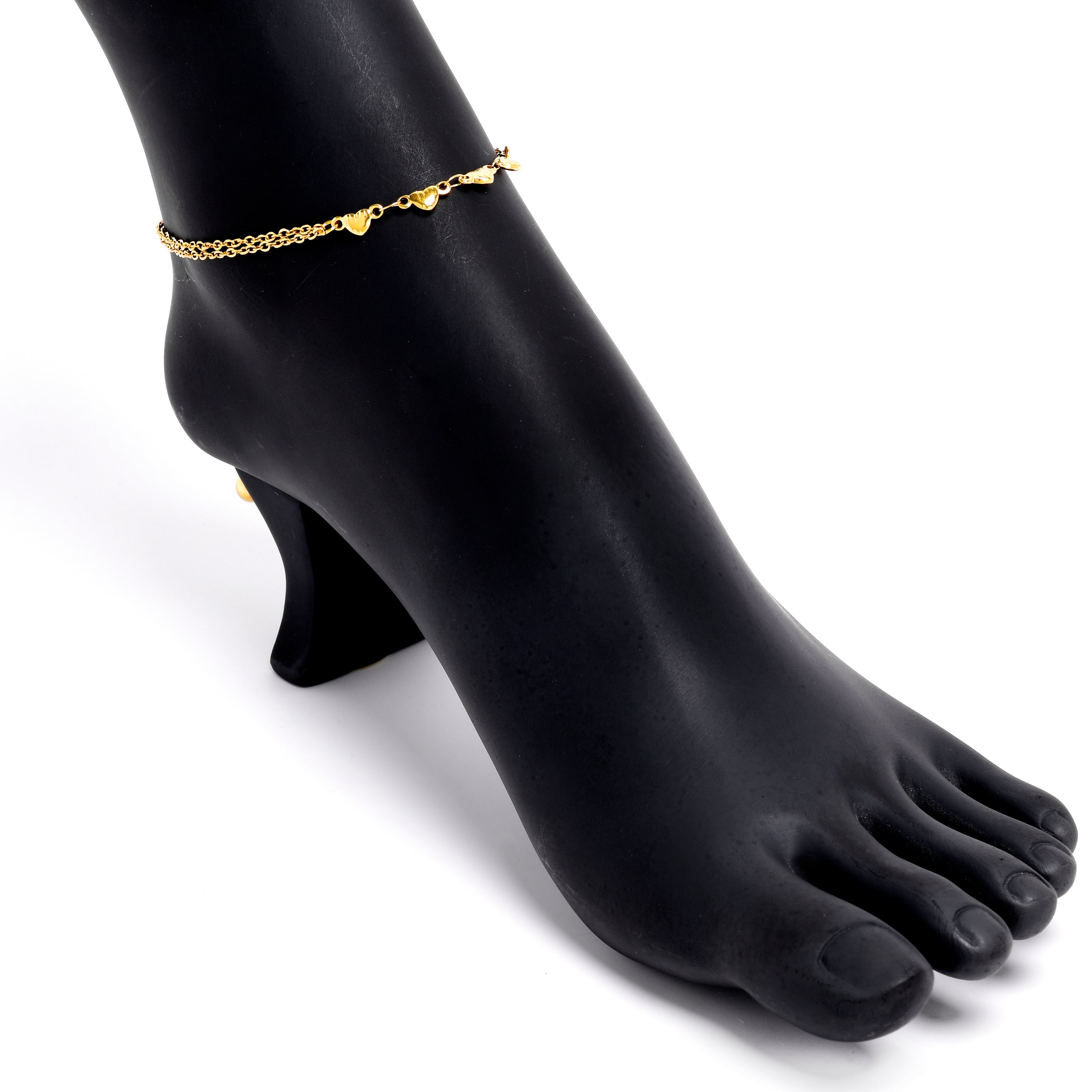 Gold Tone Hearts Of Style Stainless Steel Ankle Bracelet
