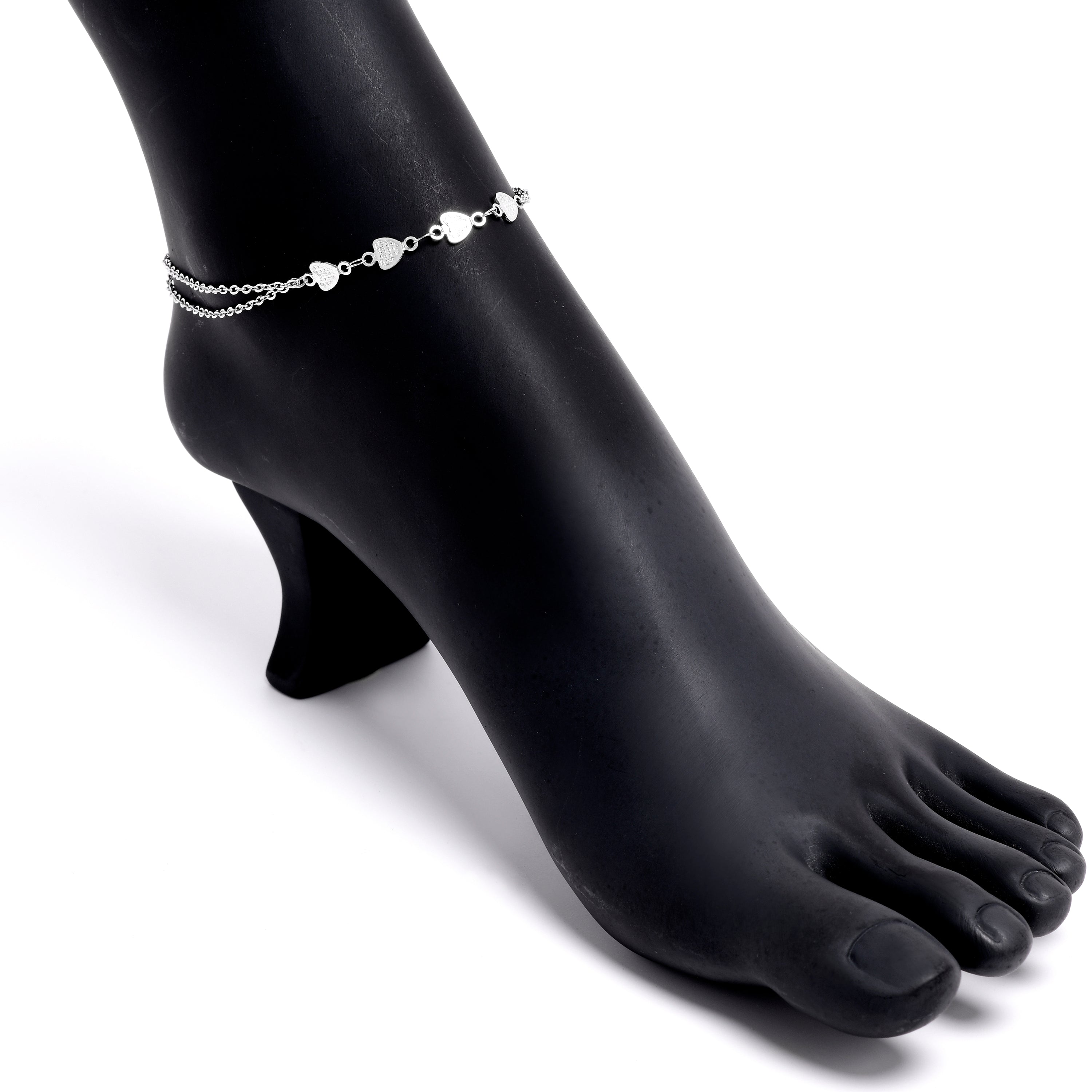 Hearts of Glamour Front Stainless Steel Ankle Bracelet