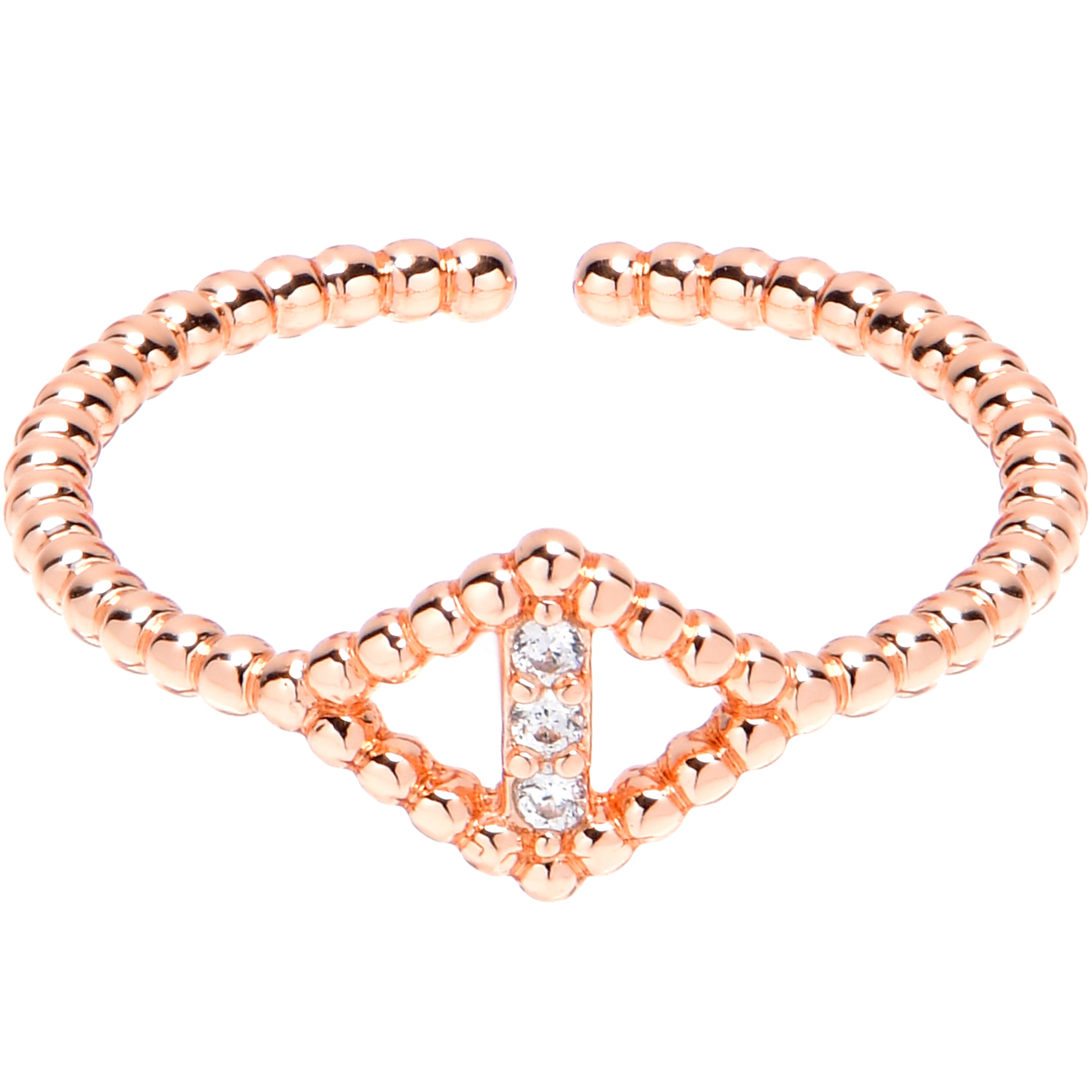 Clear Gem Textured Rhombus Rosy Adjustable Toe Ring