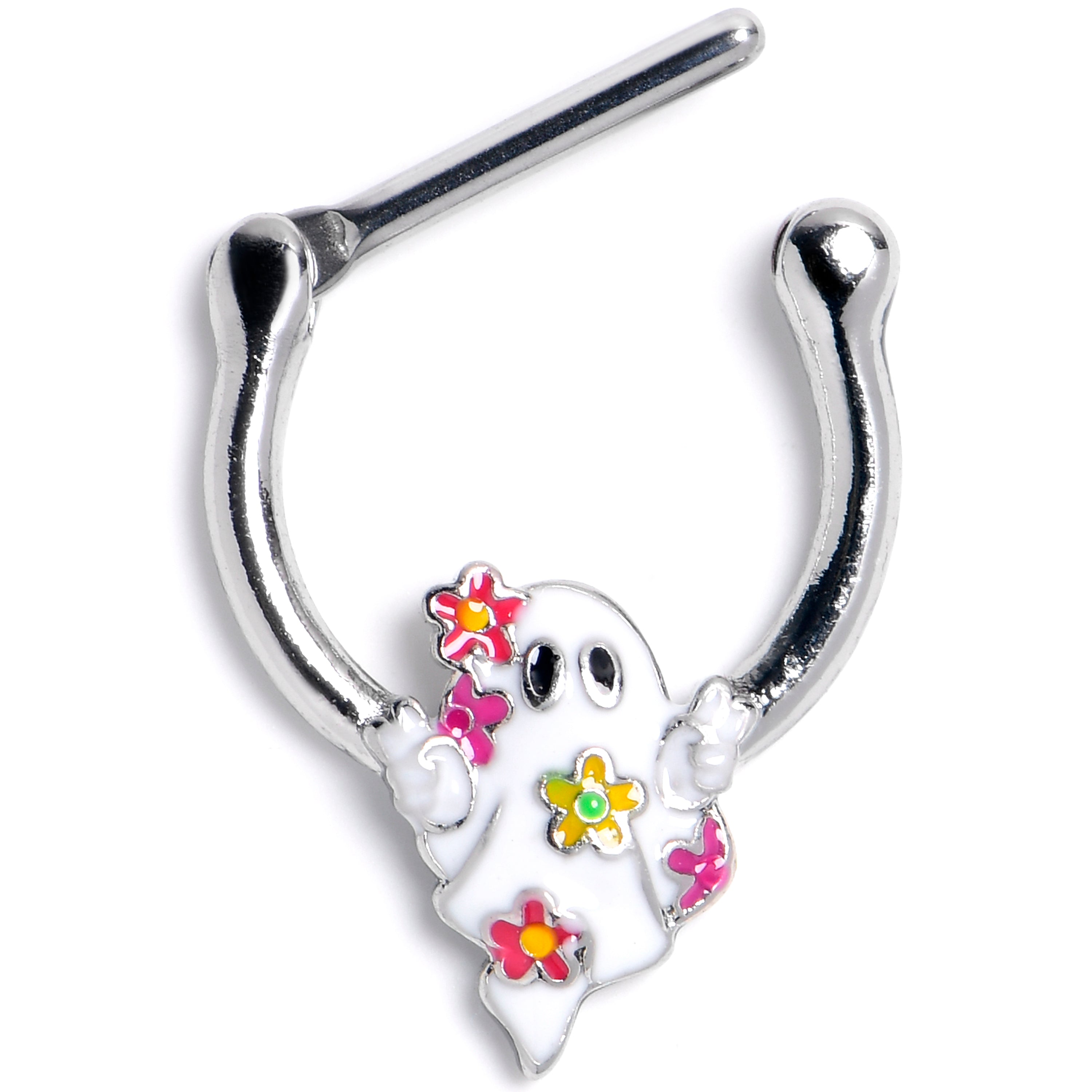 16G 5/16 Halloween Floral Ghost Cartilage Clicker