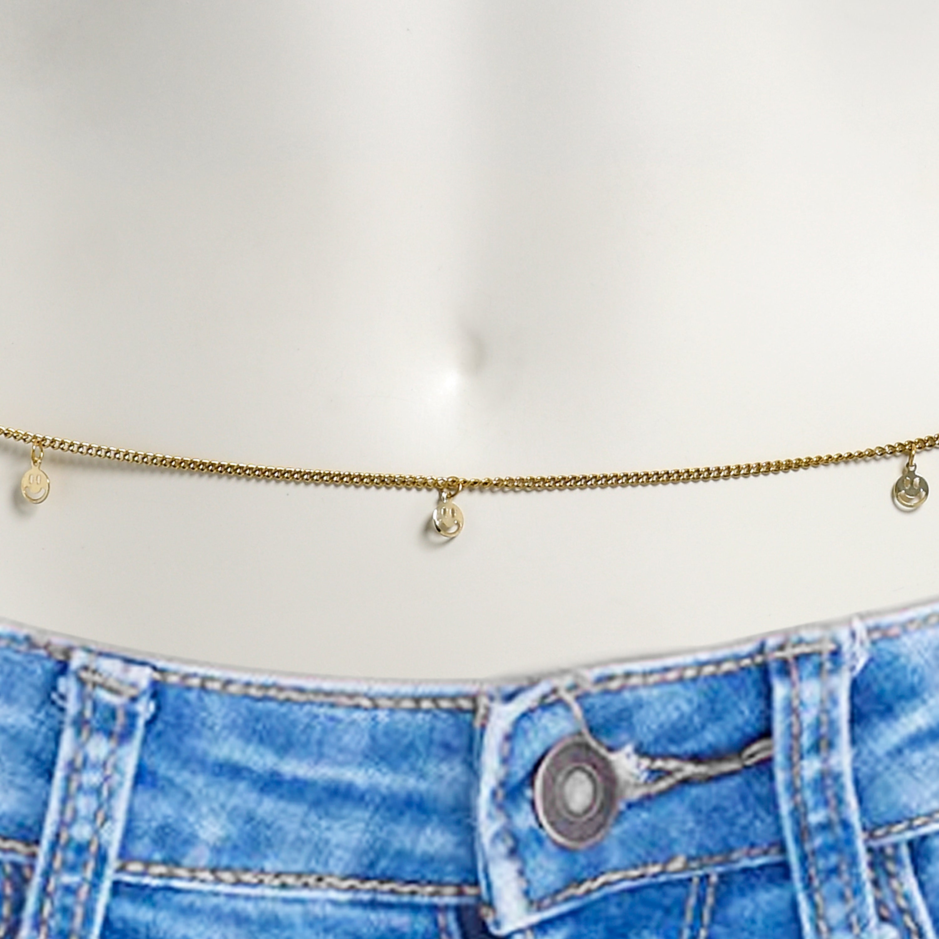 Gold Tone Round Dangles Belly Chain