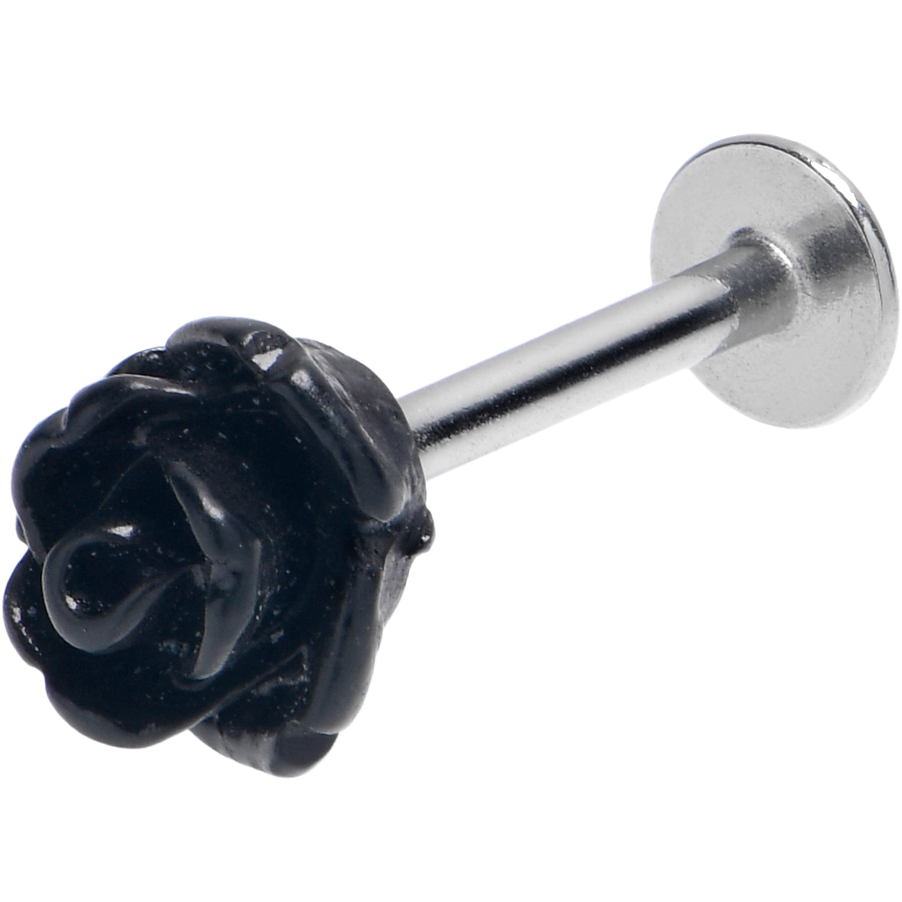 16G 3/8 Open Bloom Rose Black Labret Monroe Tragus
