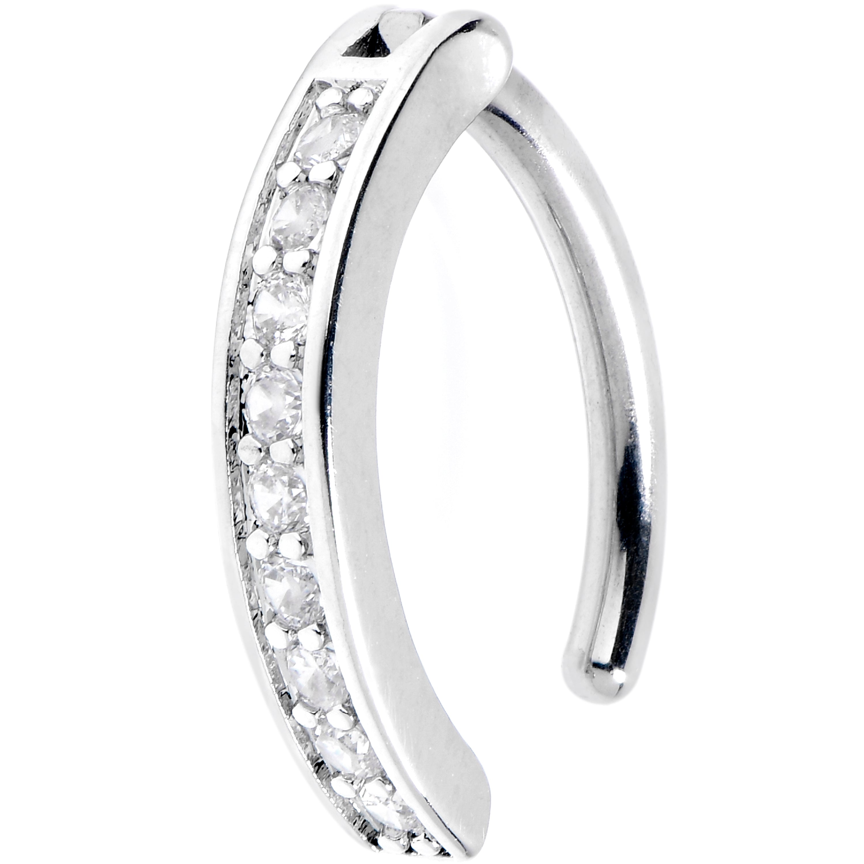 14G 3/8 Implant Grade Titanium CZ Paved Hinged Hoop Belly Ring