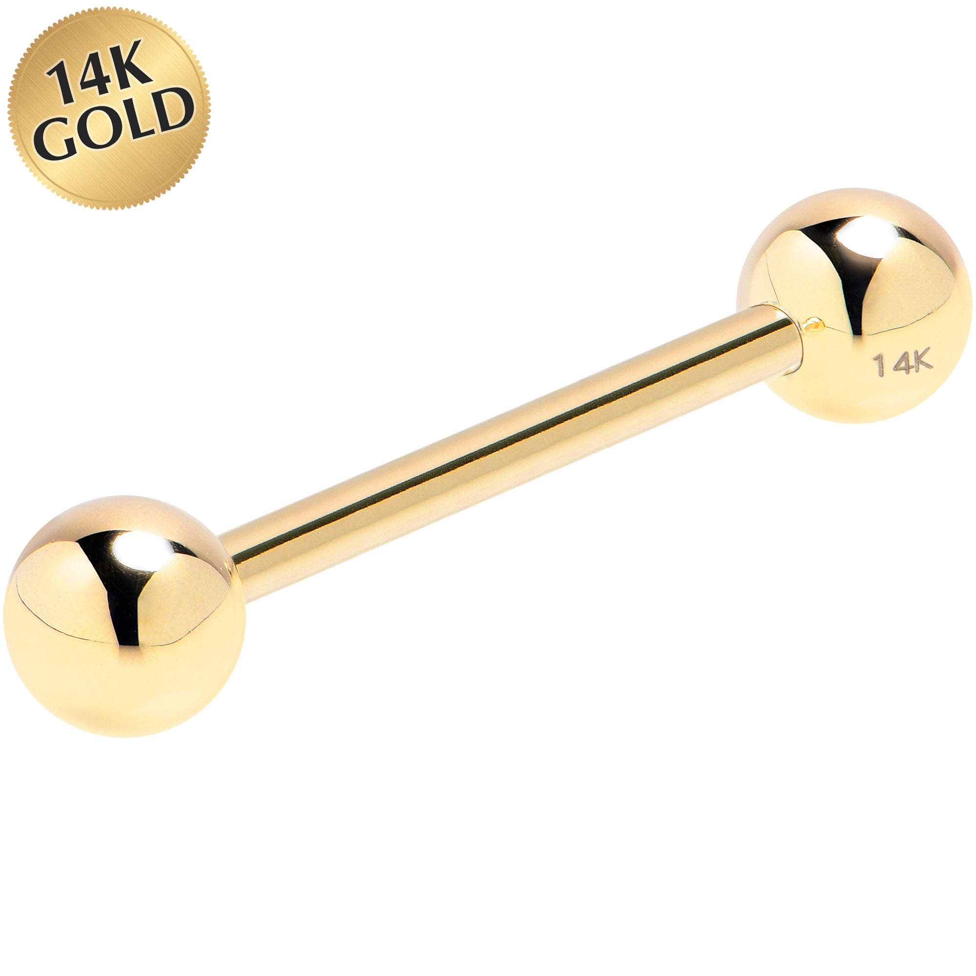 14 Gauge 5/8 Solid 14k Yellow Gold Straight Barbell
