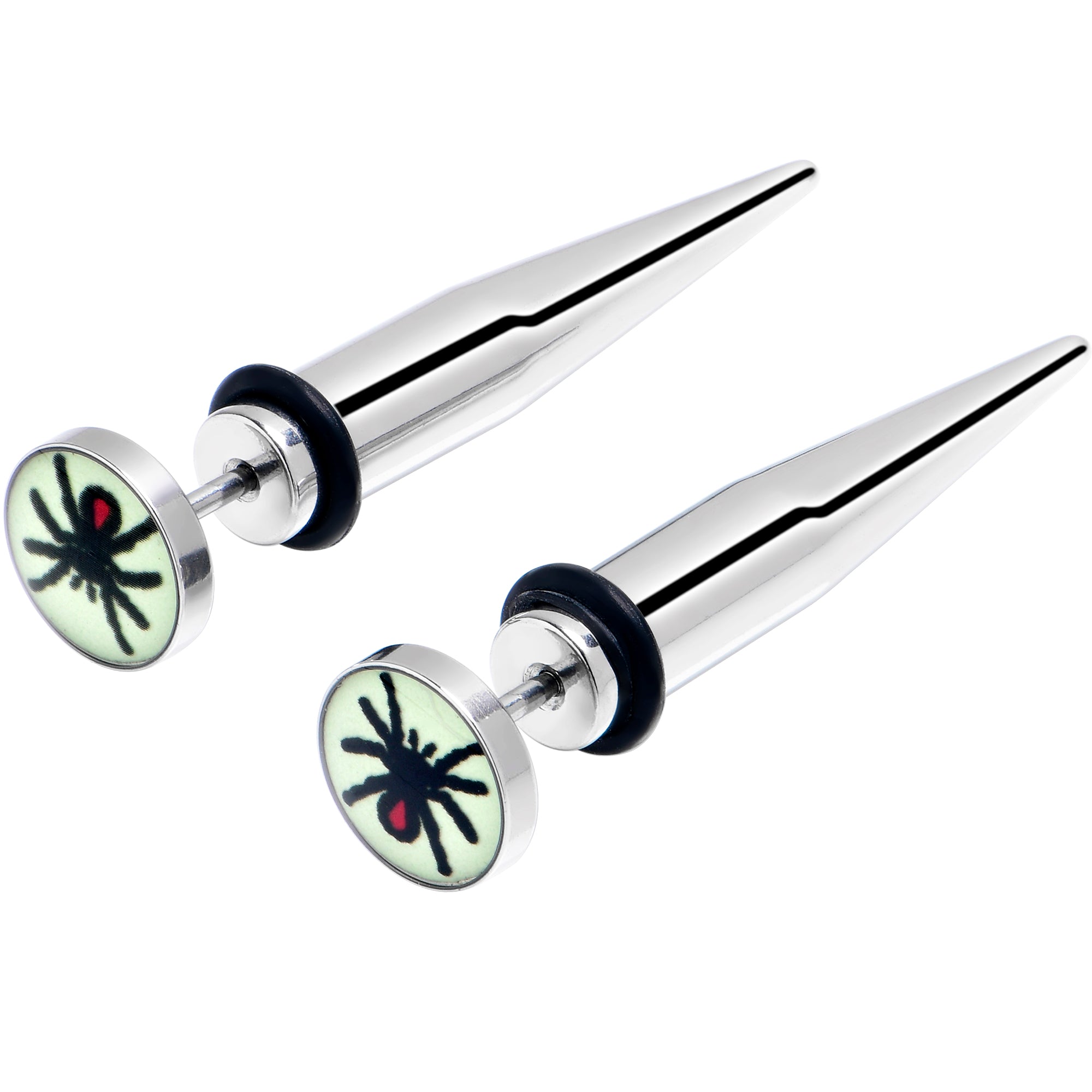 Glow in the Dark Spider Stainless Steel Taper Cheater Plug Set