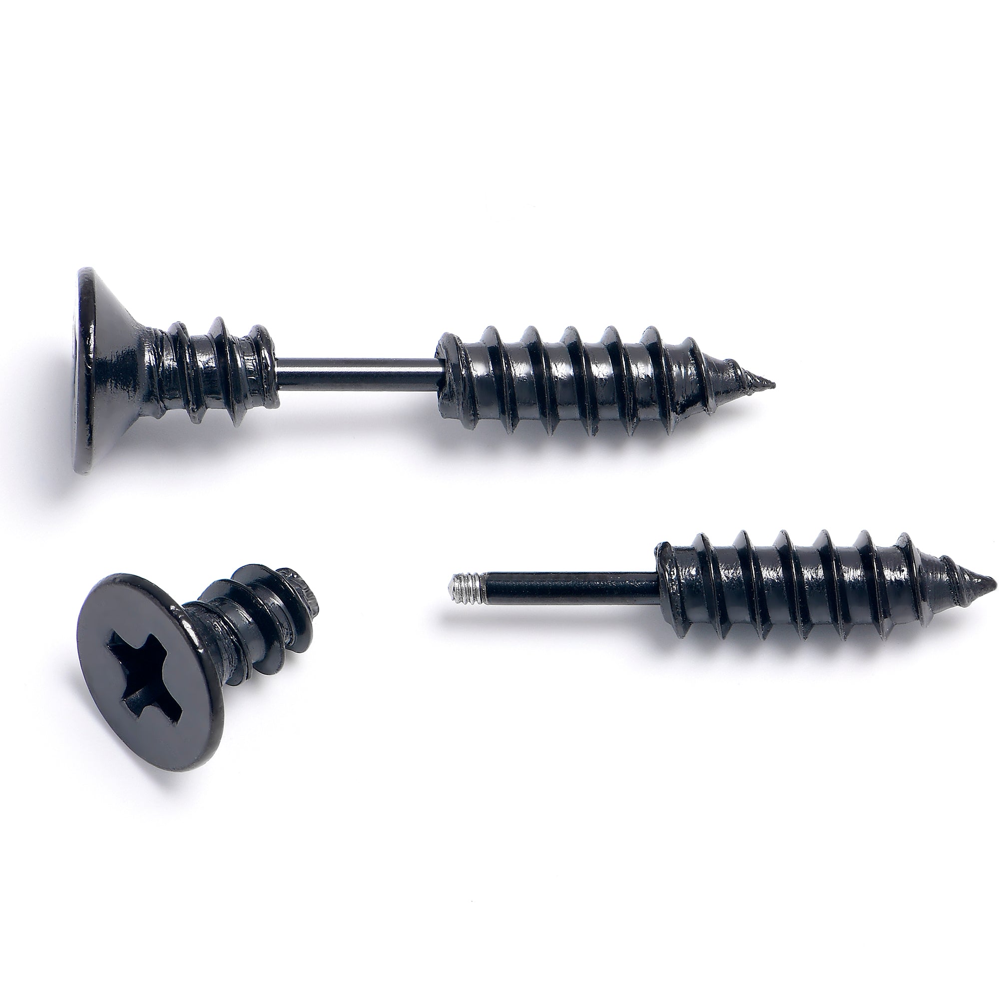 Black Stainless Steel Screw Stud Earrings Cheater Plug Set