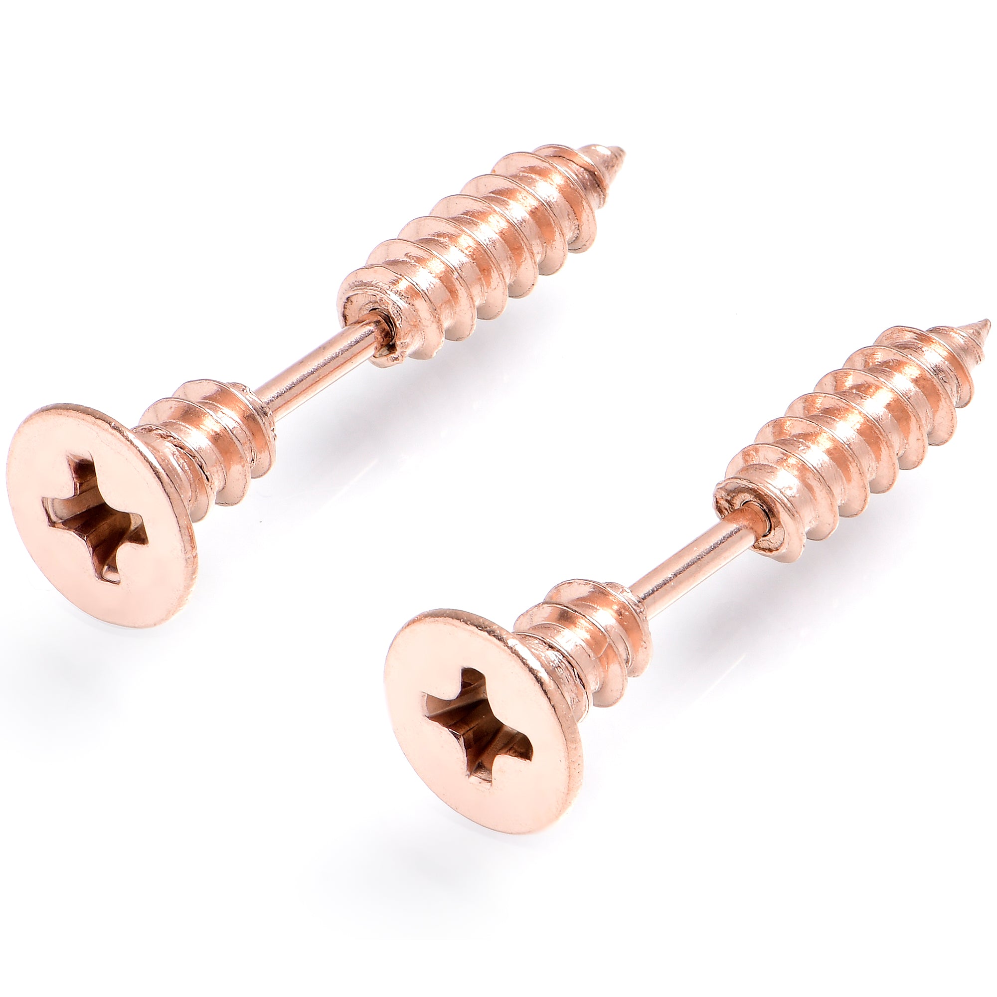 Rose Gold Stainless Steel Screw Stud Earrings Cheater Plug Set