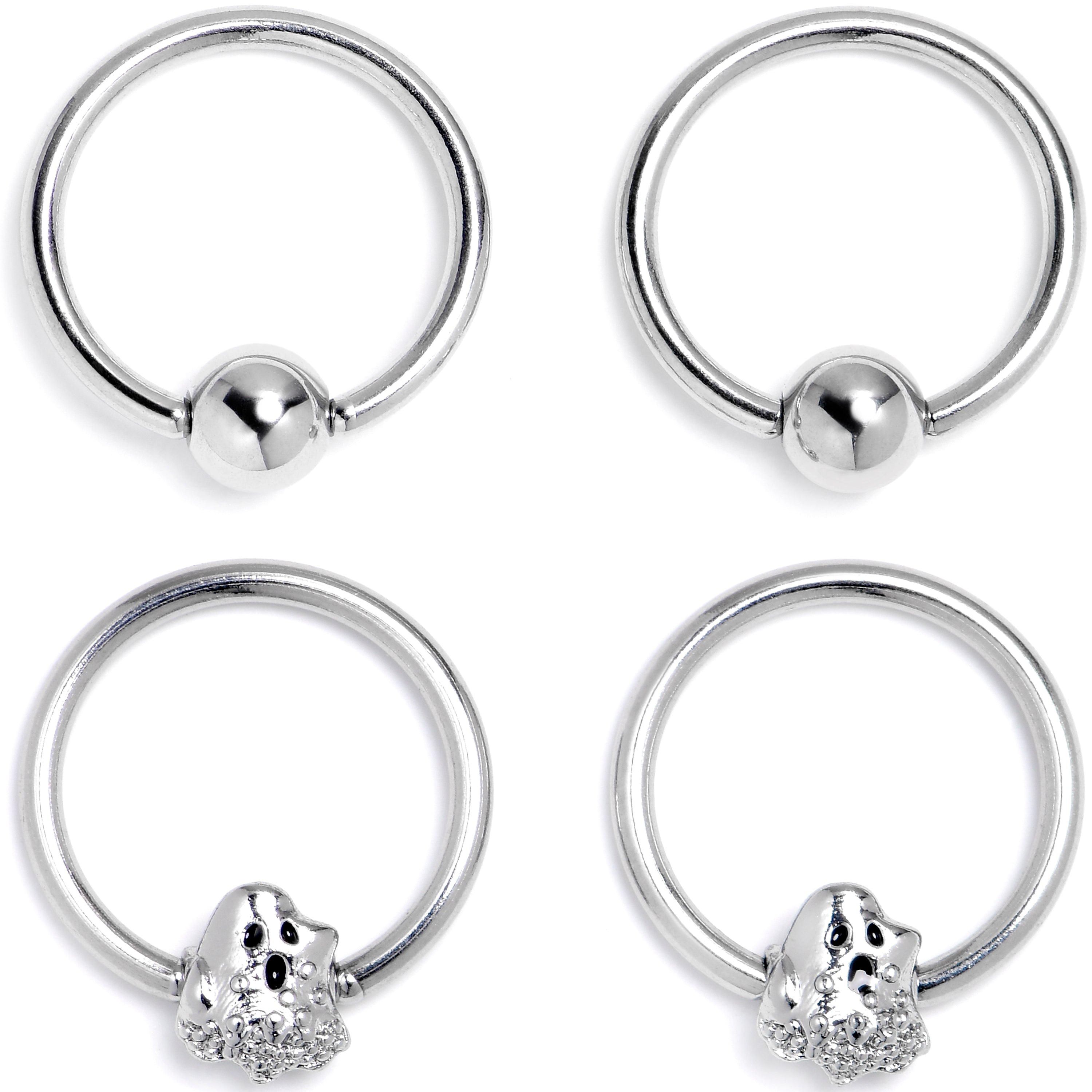 16 Gauge 3/8 Howling Ghost BCR Captive Ring Set of 4
