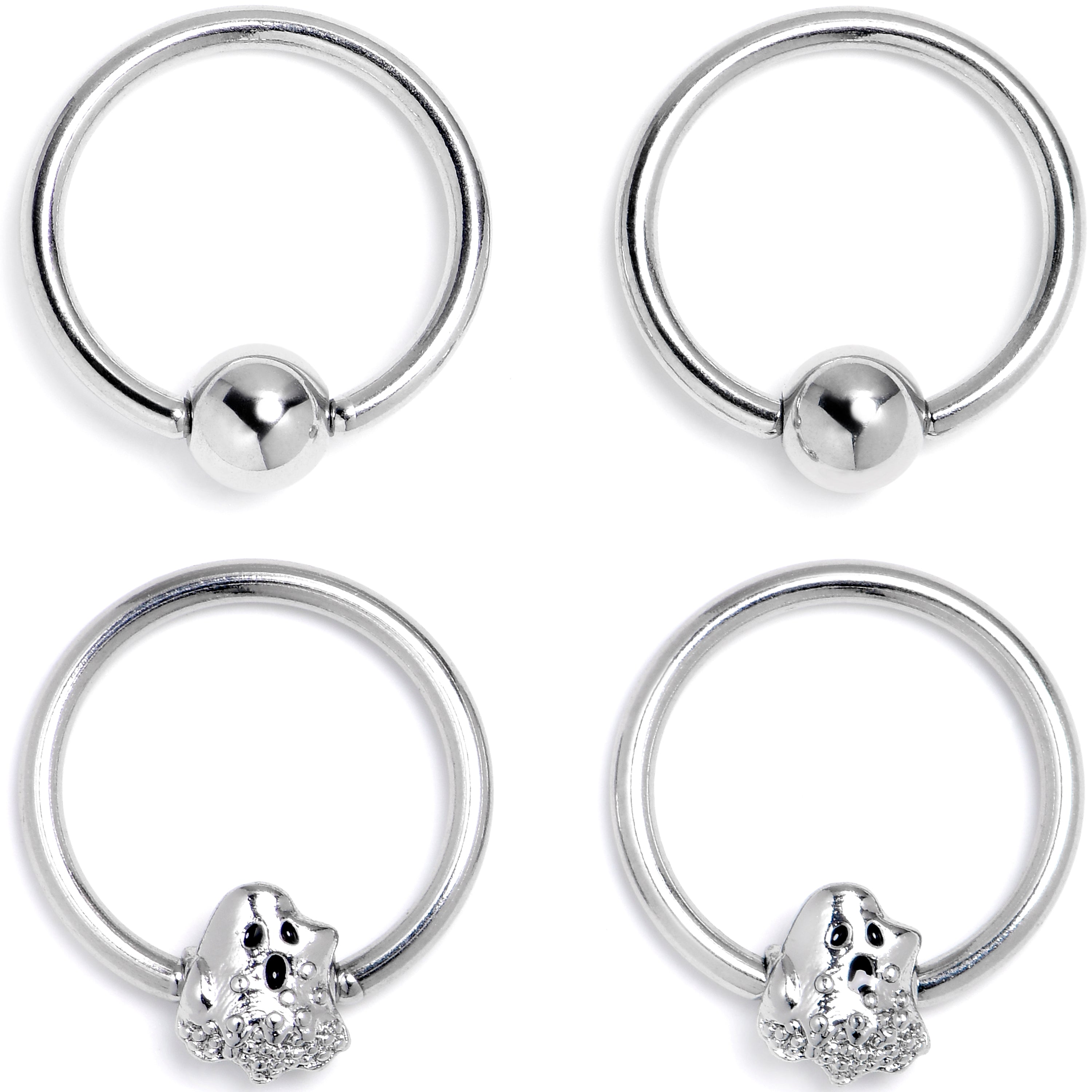 16G 3/8 Howling Ghost BCR Captive Ring Set of 4
