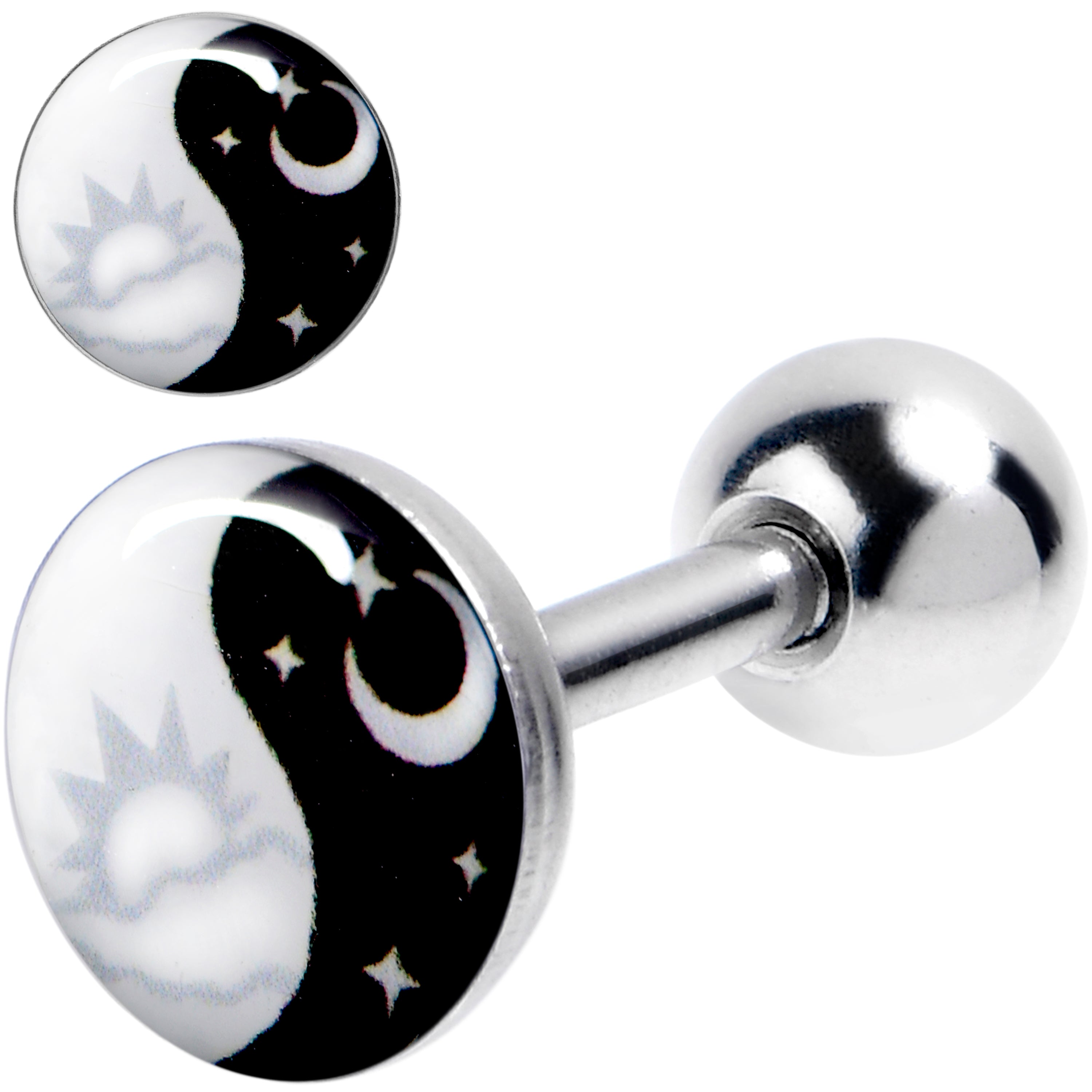 16G 1/4 Night And Day Yin Yang Cartilage Tragus Earring