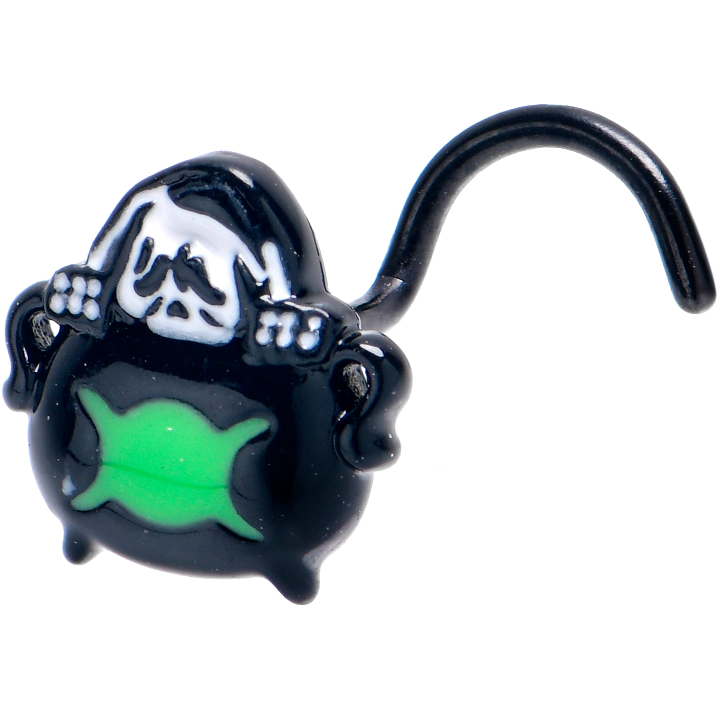 20G 7mm Black Triple Moon Cauldron Left Side Nose Screw