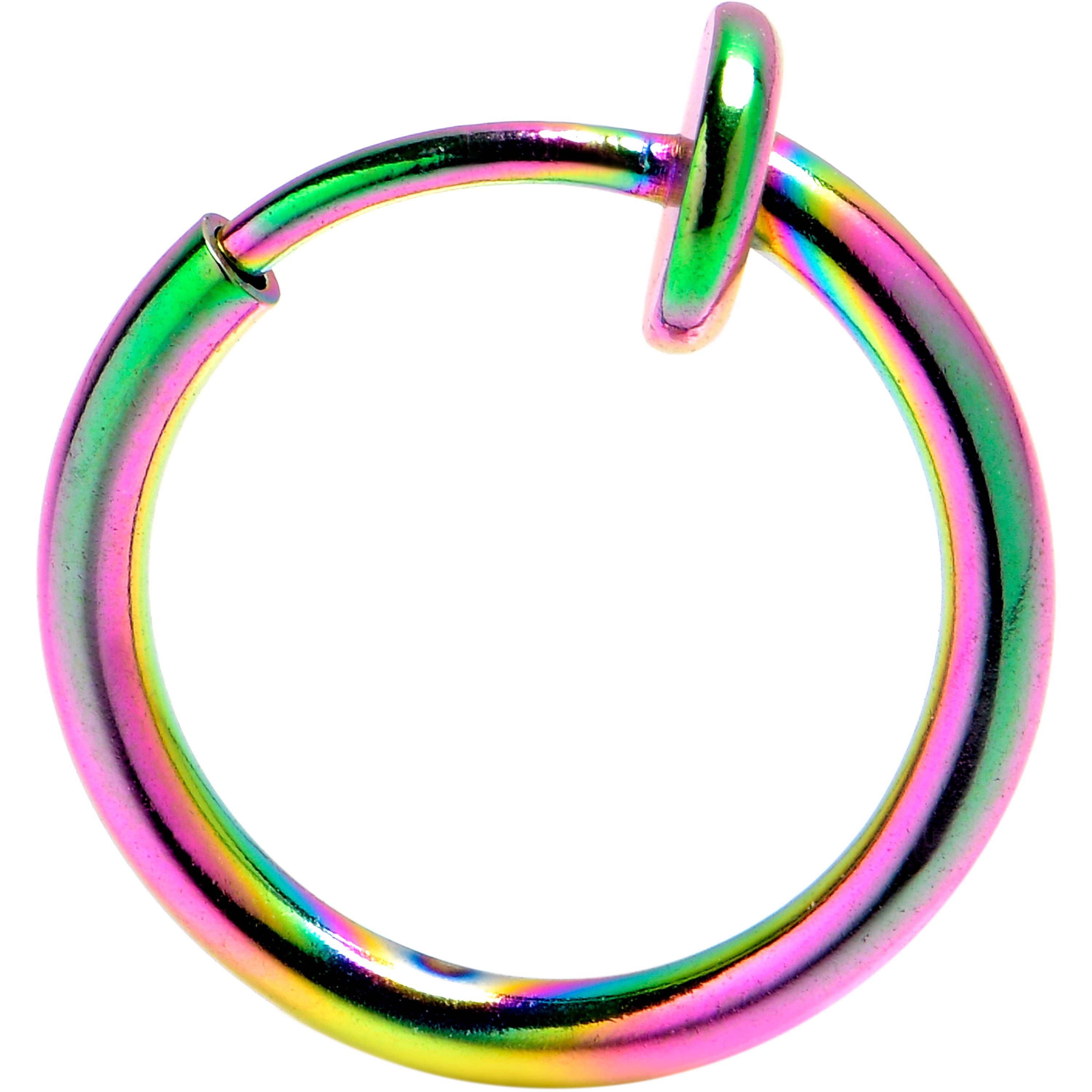 Rainbow Clip On Fake Nose Ring