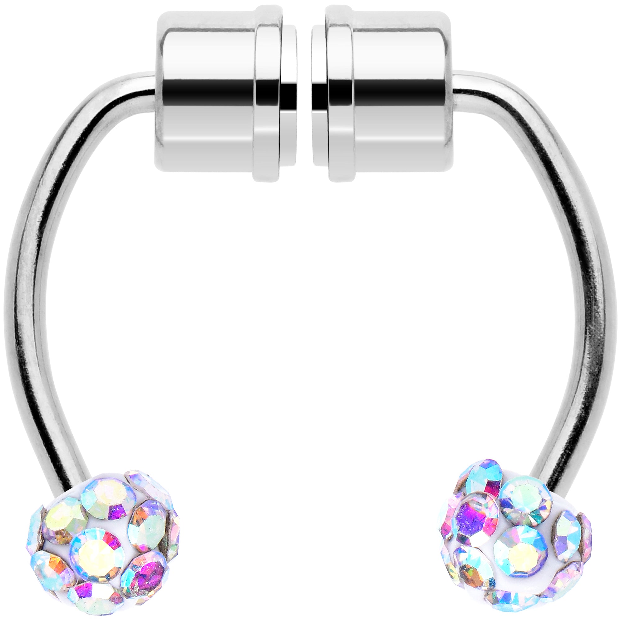 Aurora Gem Magnetic Septum Ring Horseshoe Non-Pierced Fake Nose Ring Set