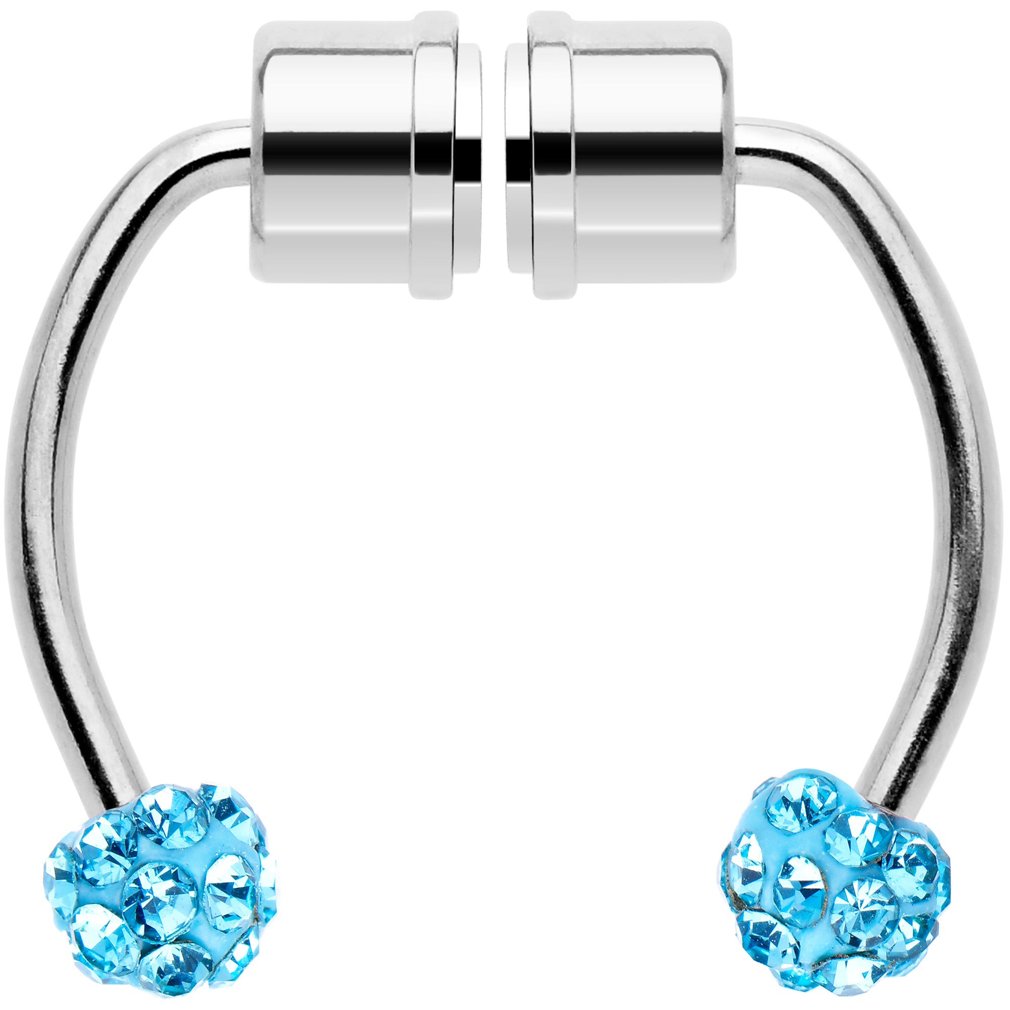 Blue Gem Magnetic Septum Ring Horseshoe Non-Pierced Fake Nose Ring Set
