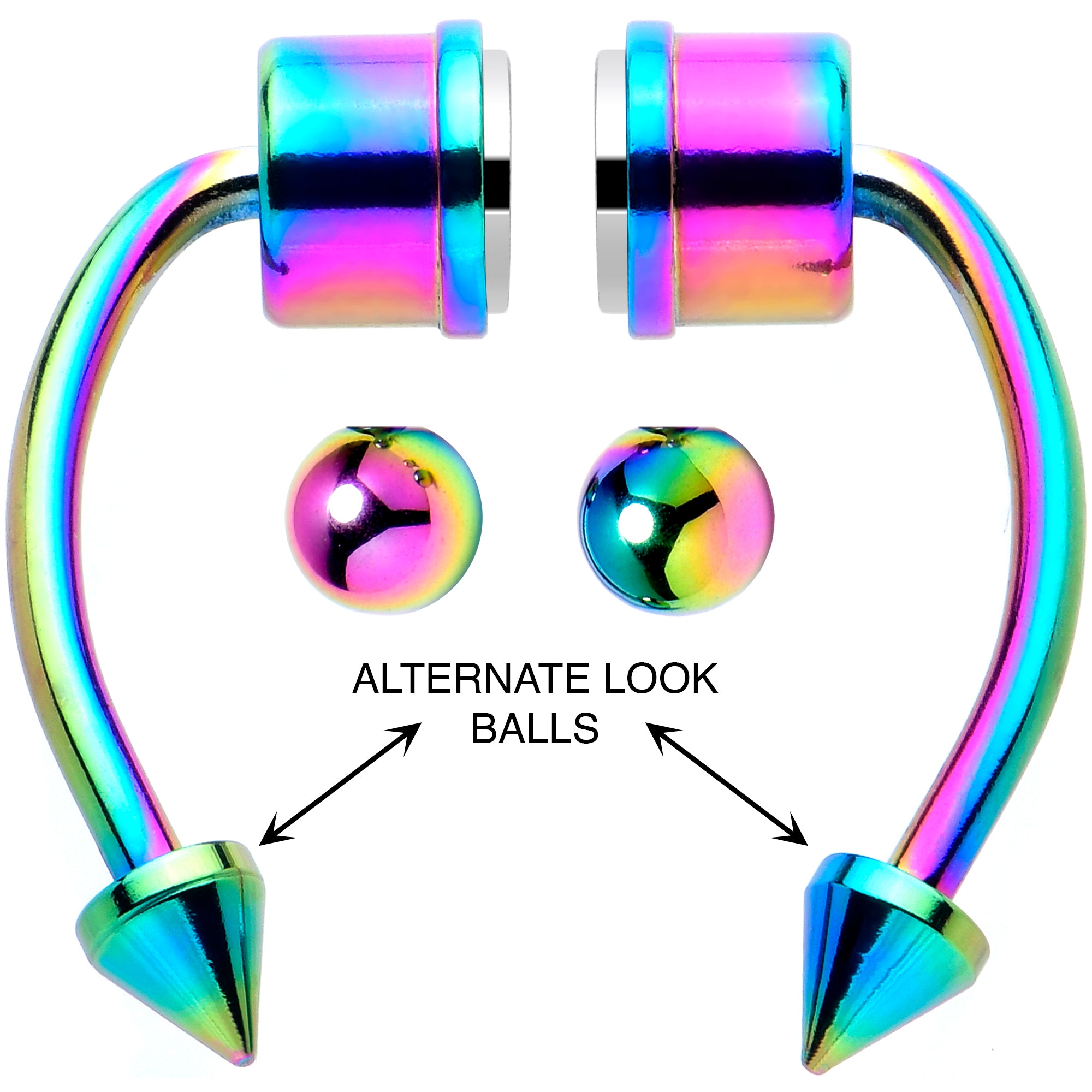 Rainbow PVD Magnetic Septum Ring Horseshoe Non-Pierced Fake Nose Ring Set