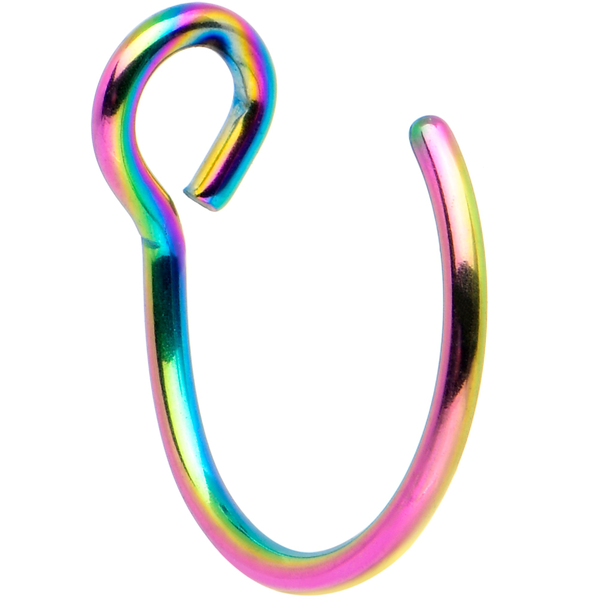 Rainbow Stainless Steel Clip on Hoop Fake Nose Ring