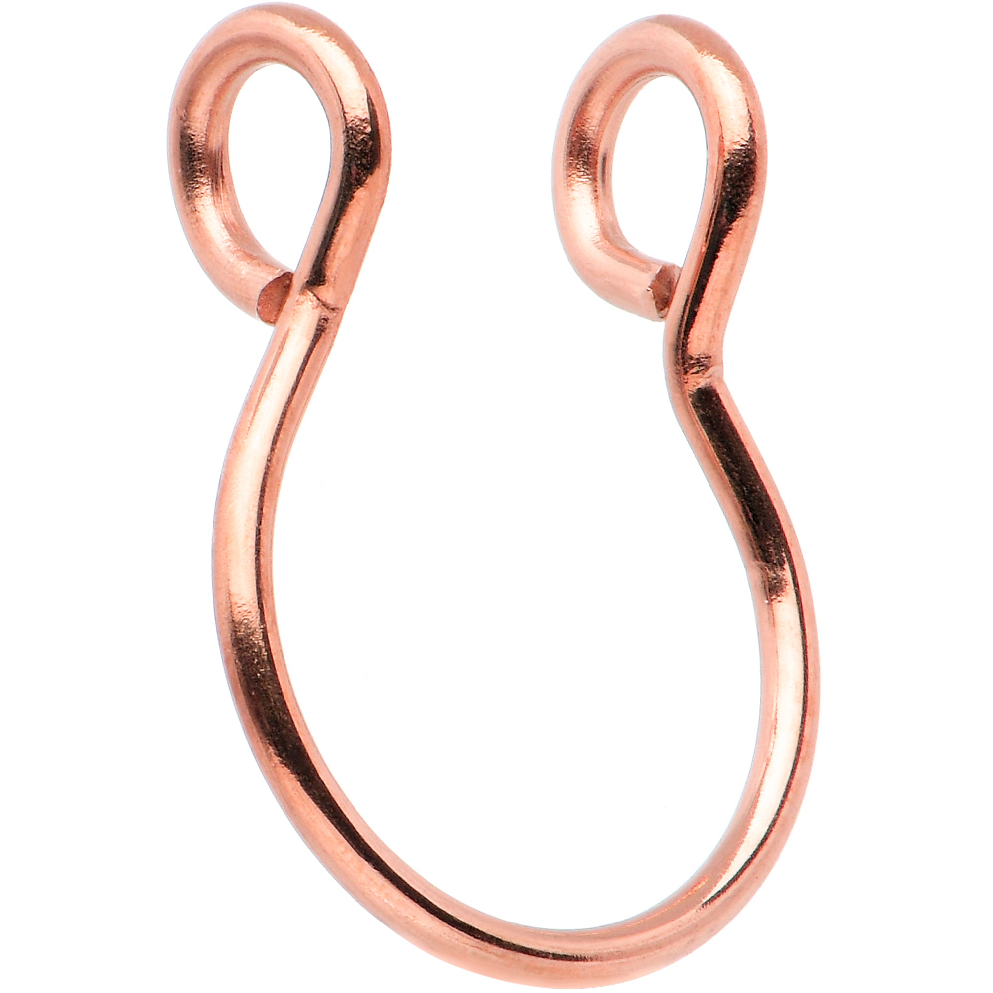 Rose Gold Tone Stainless Steel Clip on Fake Septum Nose Hoop